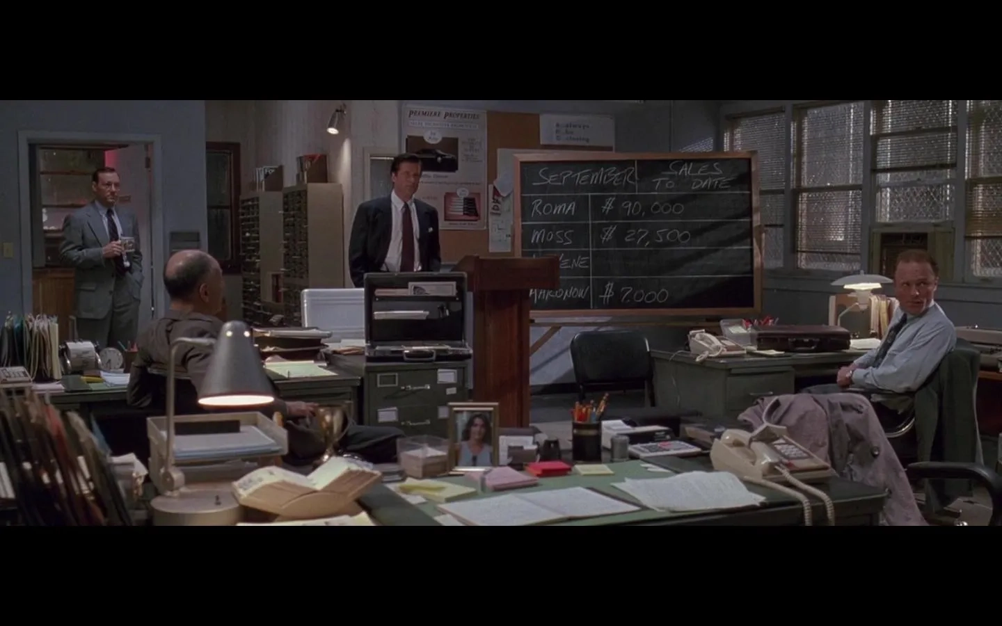 Kevin Spacey, Alan Arkin, Alec Baldwin, and Ed Harris in Glengarry Glen Ross (1992)