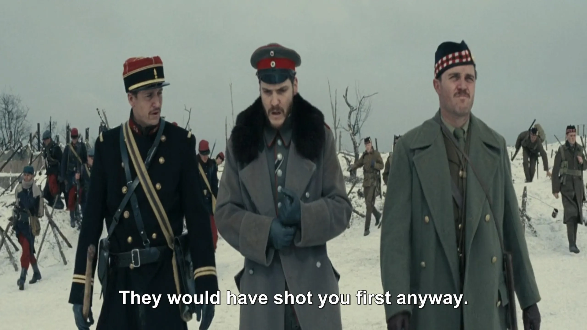 Daniel Brühl, Guillaume Canet, and Alex Ferns in Joyeux Noel (2005)