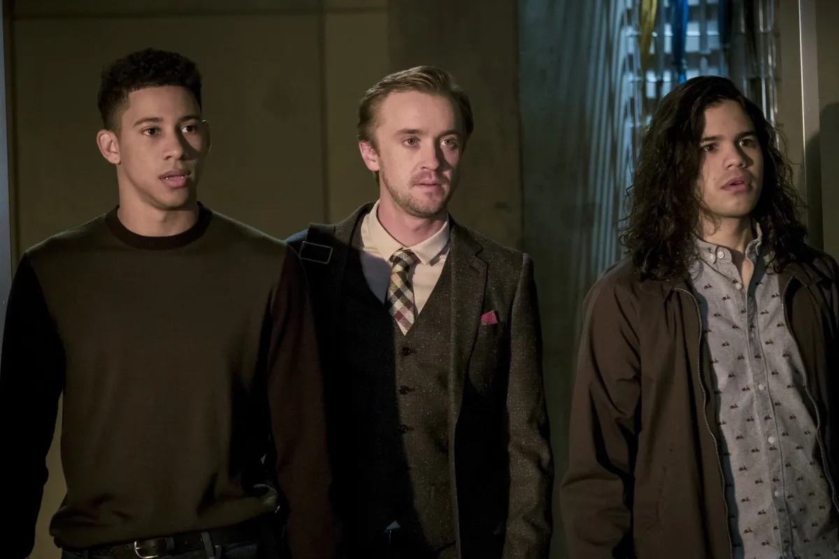Tom Felton, Keiynan Lonsdale, and Carlos Valdes in The Flash (2014)