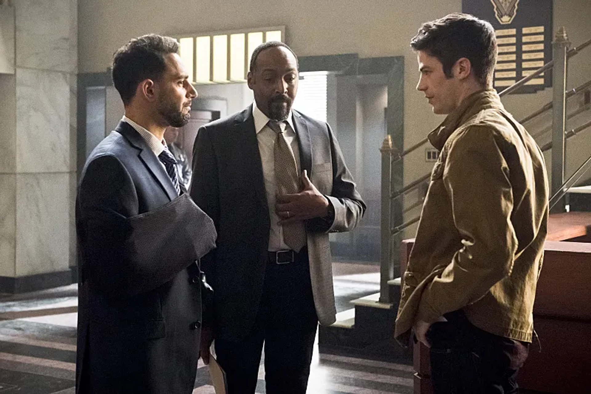 Jesse L. Martin, Patrick Sabongui, and Grant Gustin in The Flash (2014)