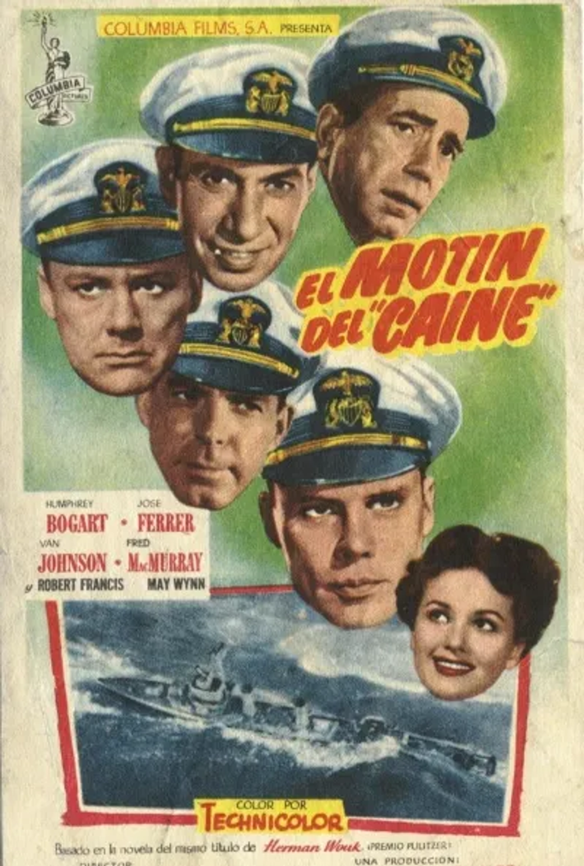 Humphrey Bogart, José Ferrer, Van Johnson, Robert Francis, Fred MacMurray, and May Wynn in The Caine Mutiny (1954)