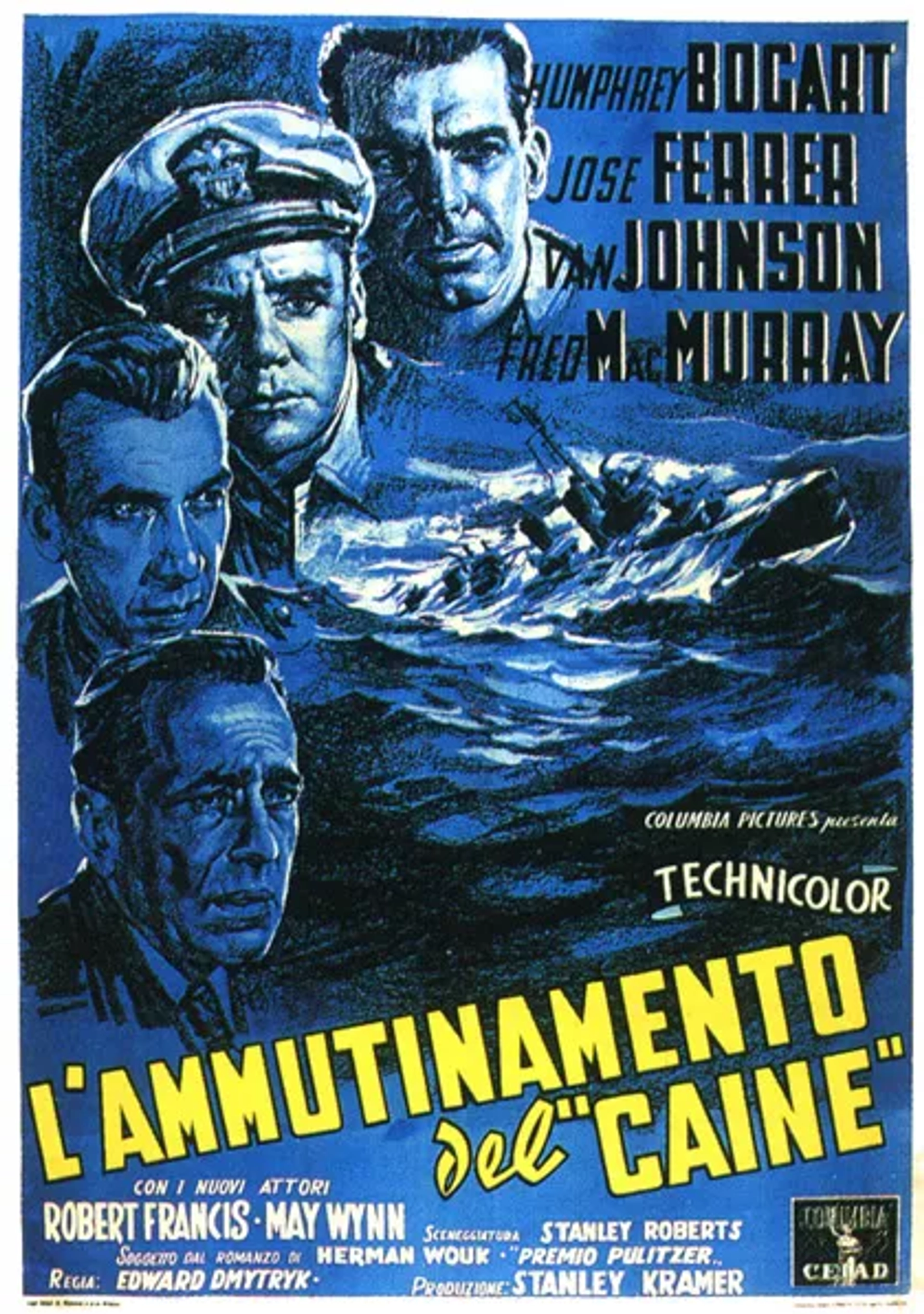 Humphrey Bogart, José Ferrer, Van Johnson, and Fred MacMurray in The Caine Mutiny (1954)