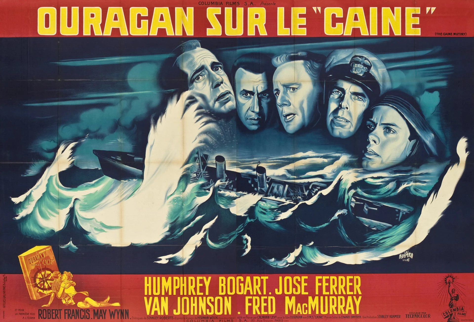 Humphrey Bogart, José Ferrer, Van Johnson, Robert Francis, and Fred MacMurray in The Caine Mutiny (1954)