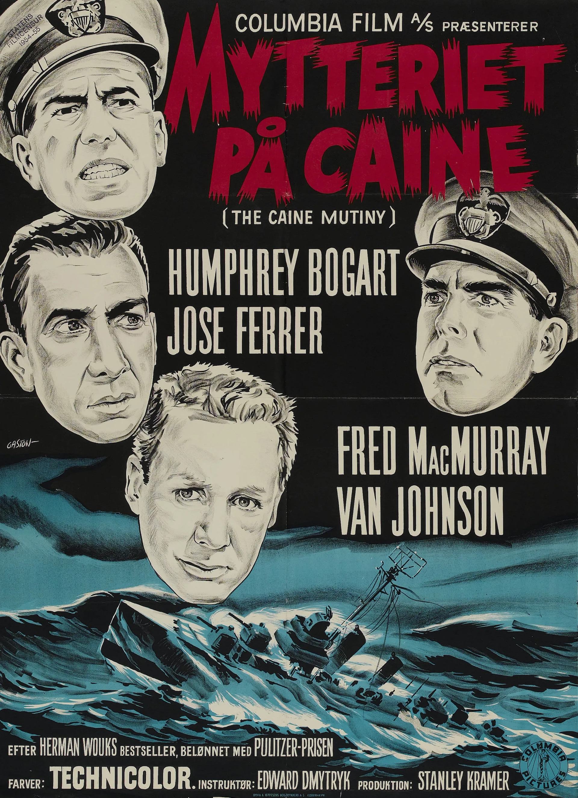 Humphrey Bogart, José Ferrer, Van Johnson, and Fred MacMurray in The Caine Mutiny (1954)