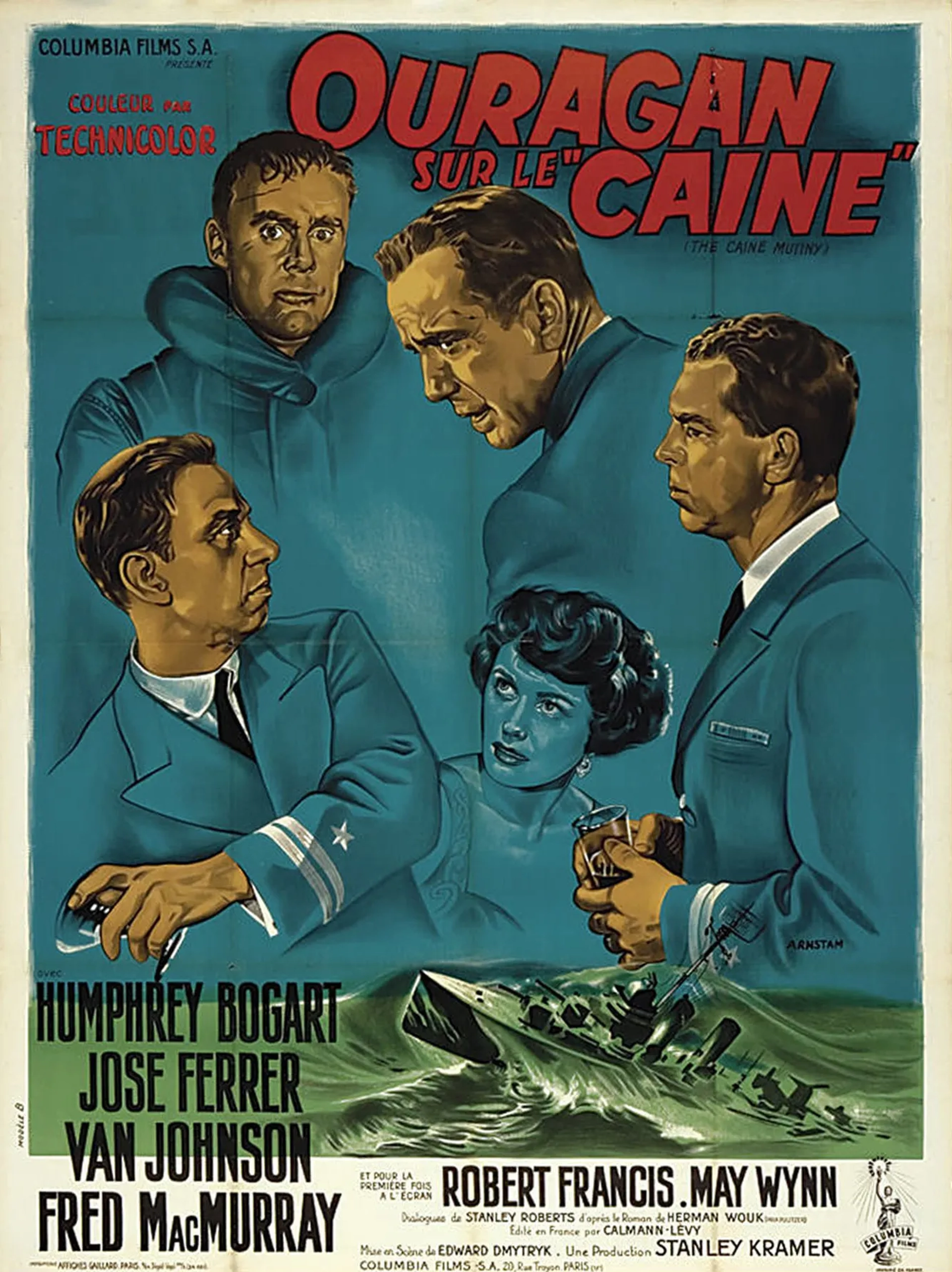 Humphrey Bogart, José Ferrer, Van Johnson, Fred MacMurray, and May Wynn in The Caine Mutiny (1954)