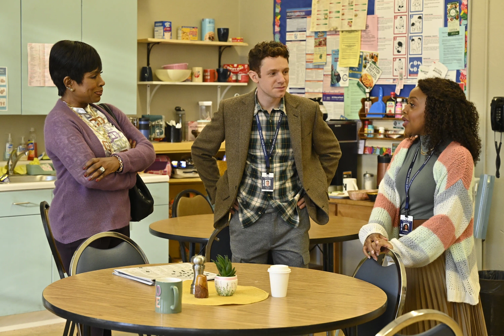 Sheryl Lee Ralph, Chris Perfetti, and Quinta Brunson in Abbott Elementary (2021)