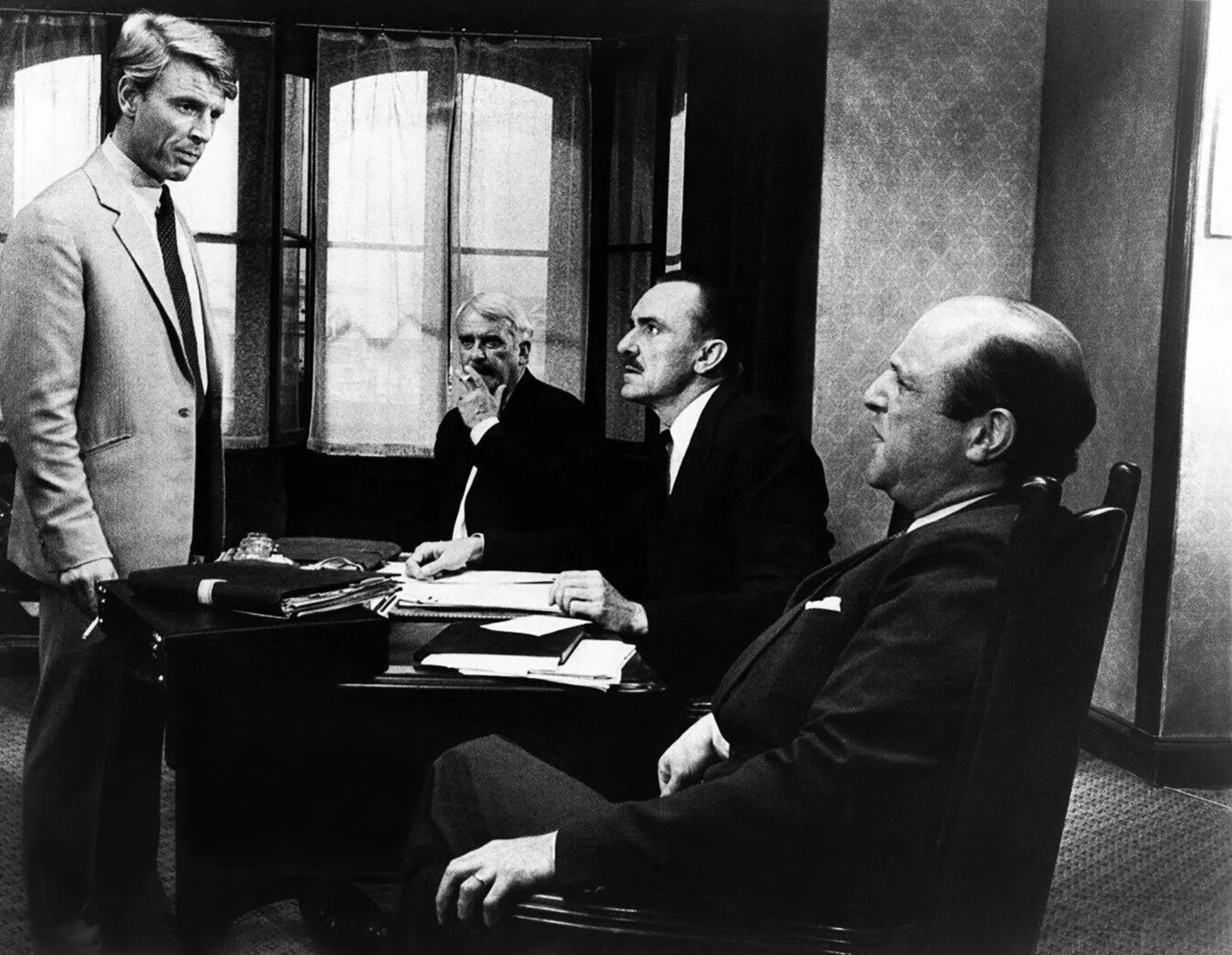 Edward Fox, Denis Carey, Eric Porter, and David Swift in The Day of the Jackal (1973)