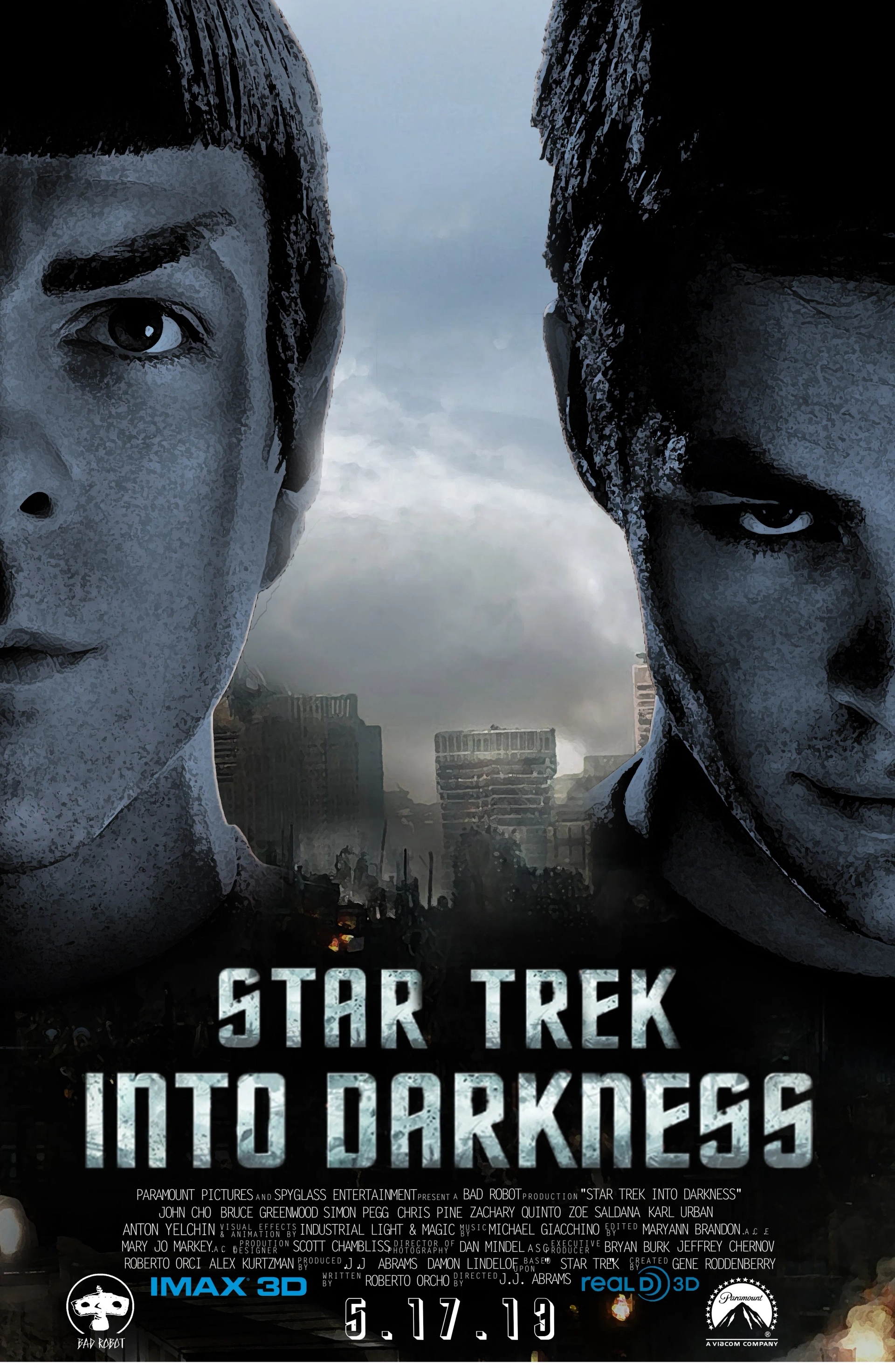 Zachary Quinto and Chris Pine in Star Trek Into Darkness (2013)