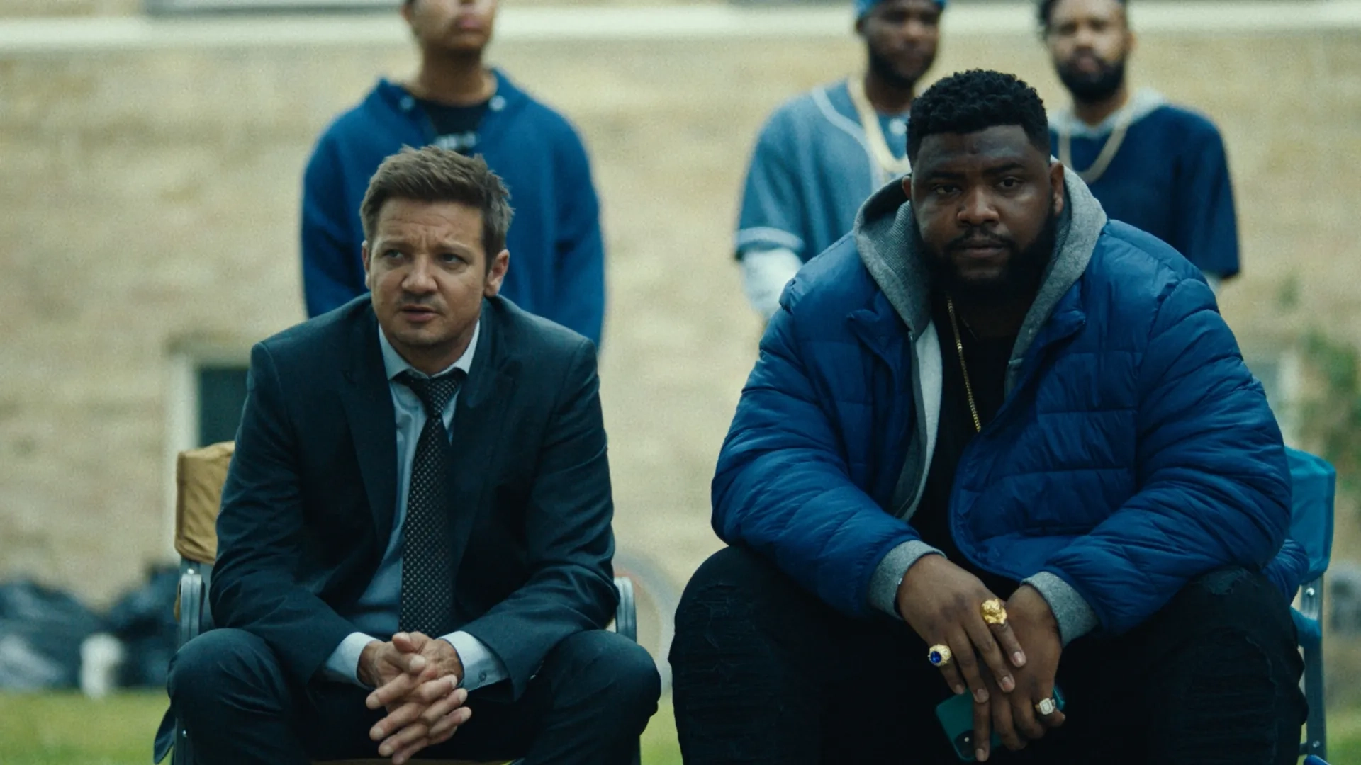 Jeremy Renner and Tobi Bamtefa in Mayor of Kingstown (2021)