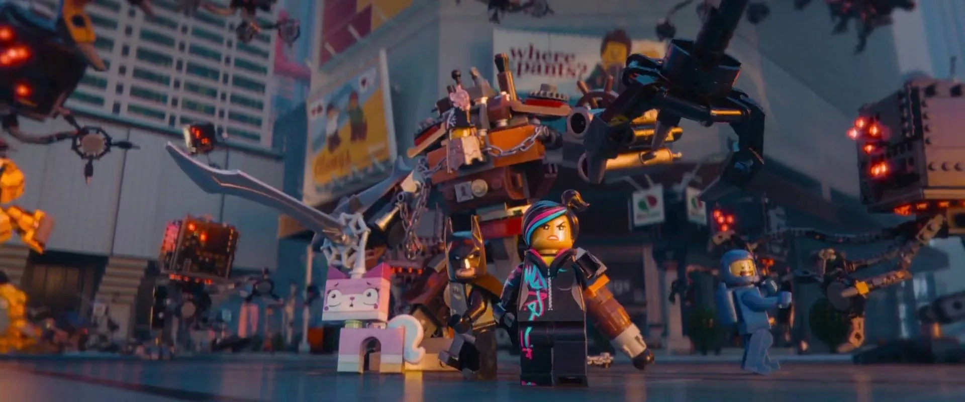 Will Arnett, Elizabeth Banks, Charlie Day, Nick Offerman, and Alison Brie in The Lego Movie (2014)