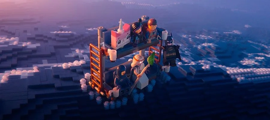 Morgan Freeman, Will Arnett, Elizabeth Banks, Charlie Day, Chris Pratt, and Alison Brie in The Lego Movie (2014)