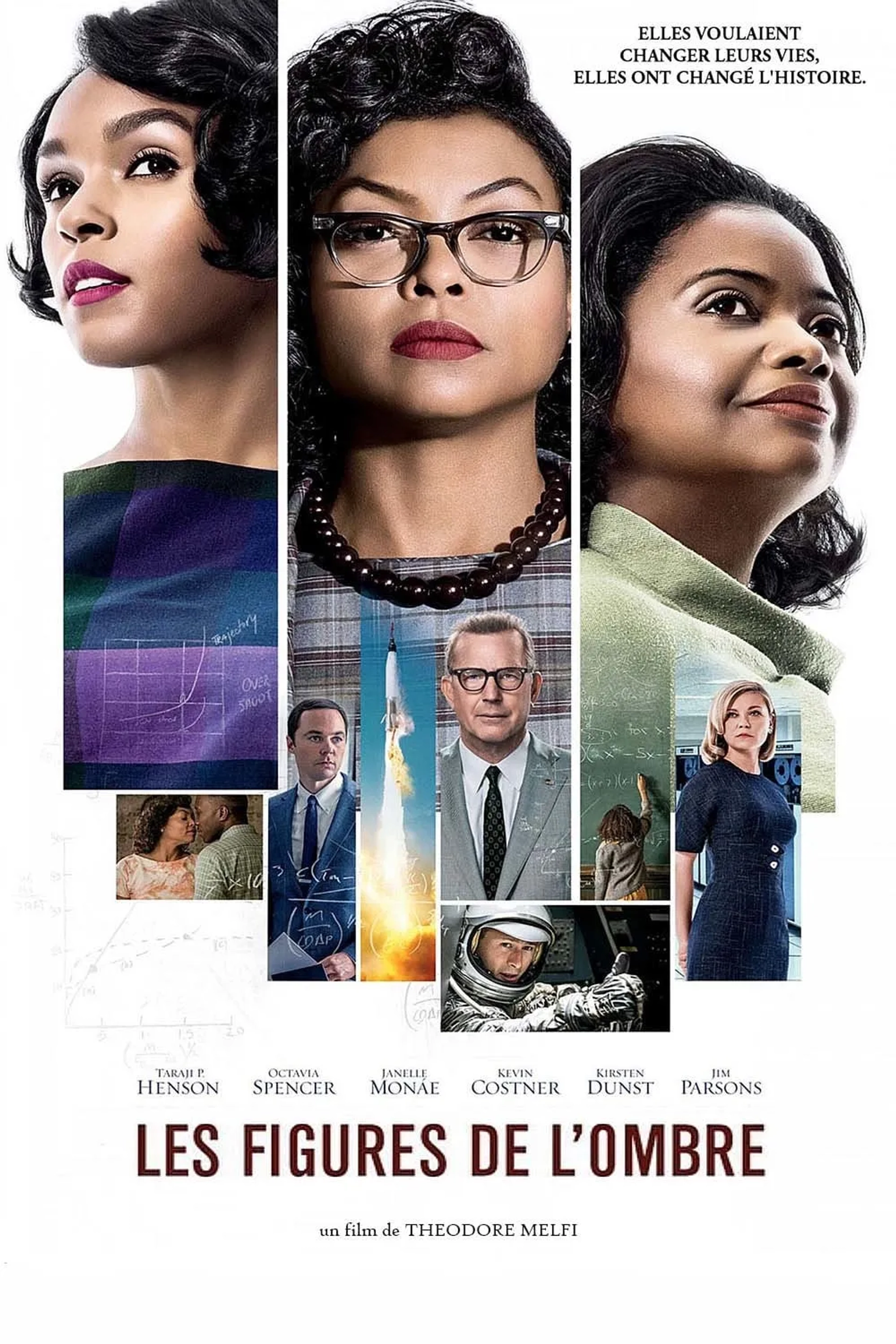 Kevin Costner, Kirsten Dunst, Taraji P. Henson, Octavia Spencer, Jim Parsons, and Janelle Monáe in Hidden Figures (2016)