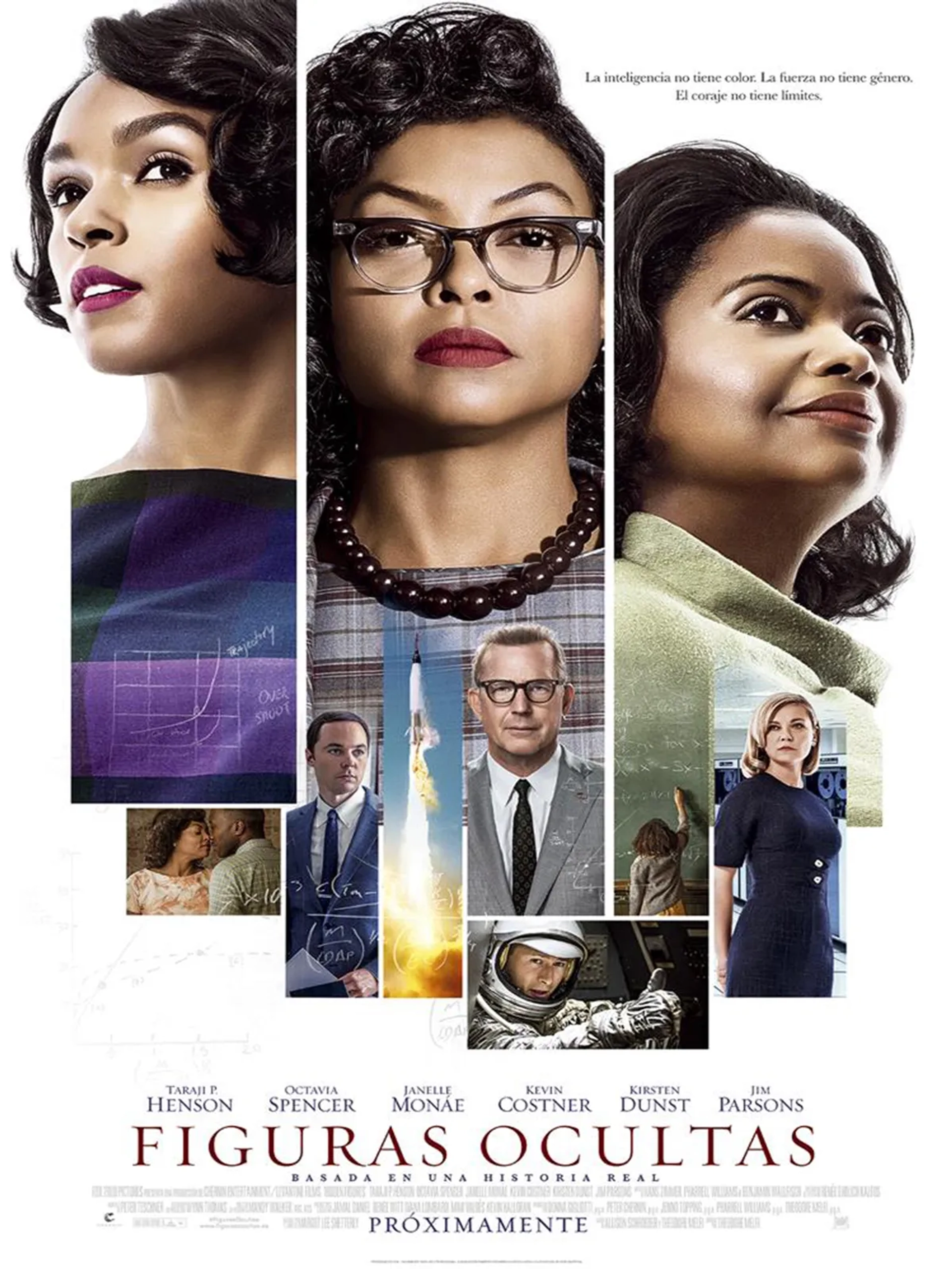 Kevin Costner, Kirsten Dunst, Taraji P. Henson, Octavia Spencer, Jim Parsons, and Janelle Monáe in Hidden Figures (2016)