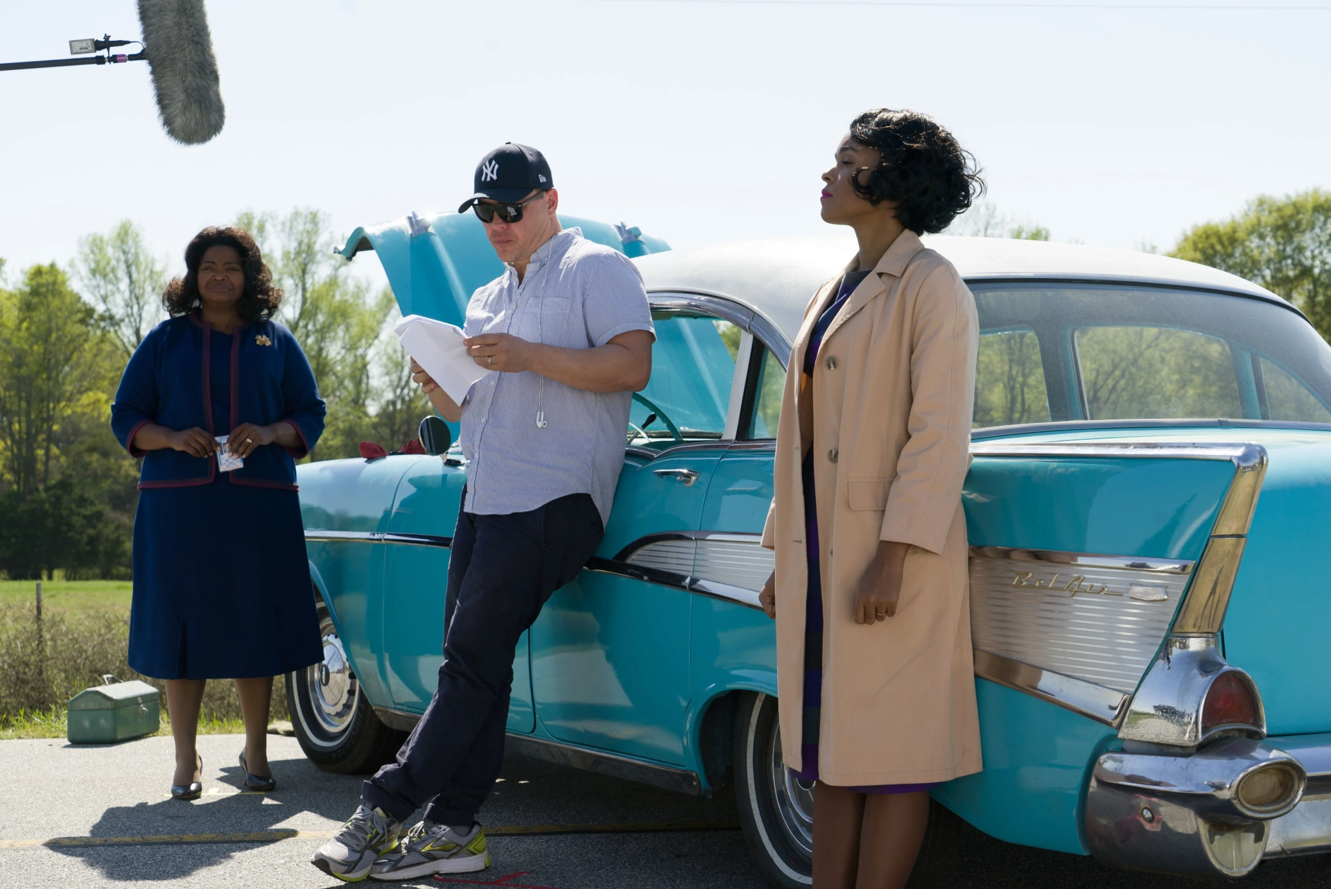 On set of "Hidden Figures" with Octavia Spencer and Janelle Monae.