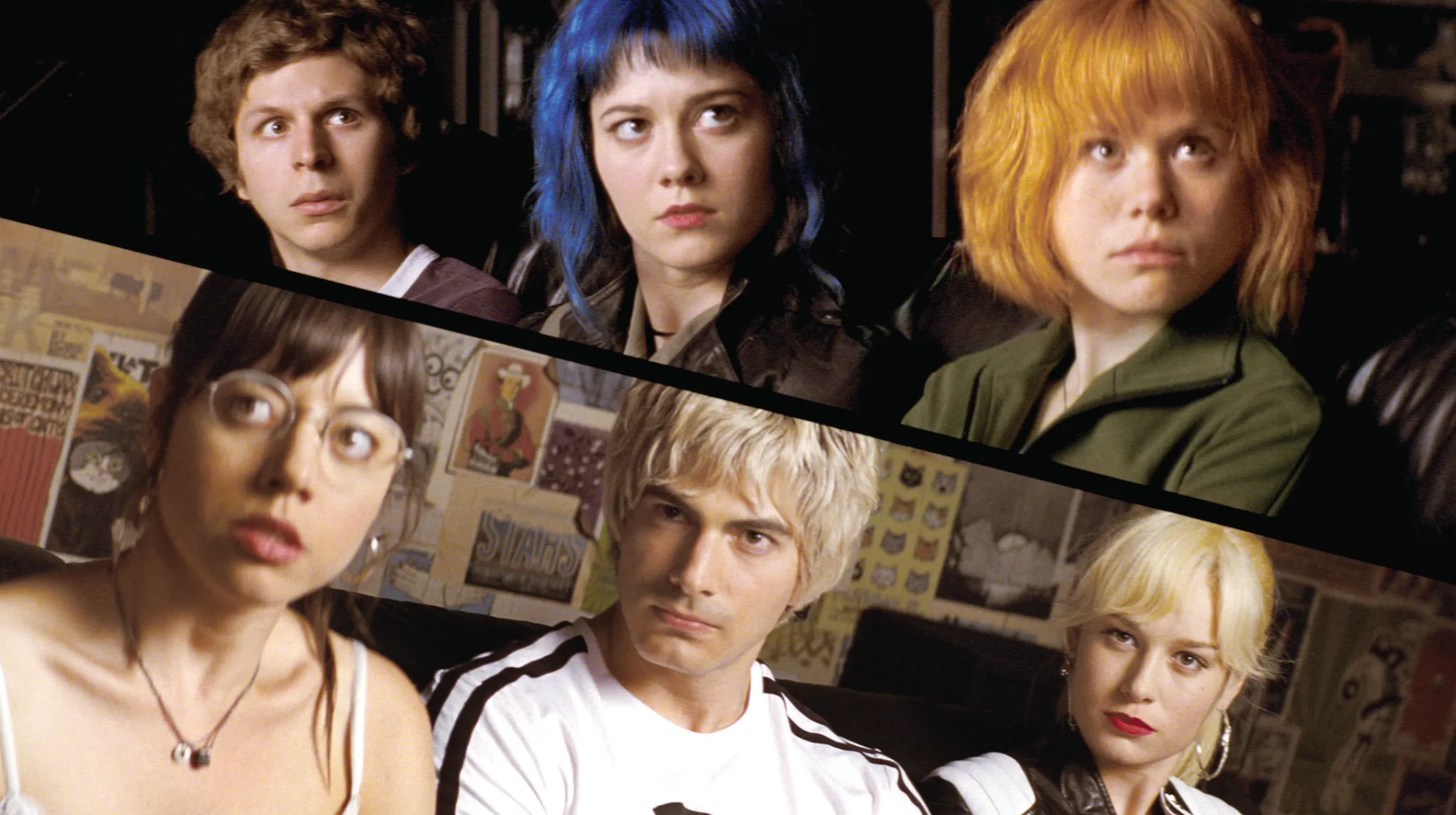 Michael Cera, Brie Larson, Alison Pill, Brandon Routh, Mary Elizabeth Winstead, and Aubrey Plaza in Scott Pilgrim vs. the World (2010)