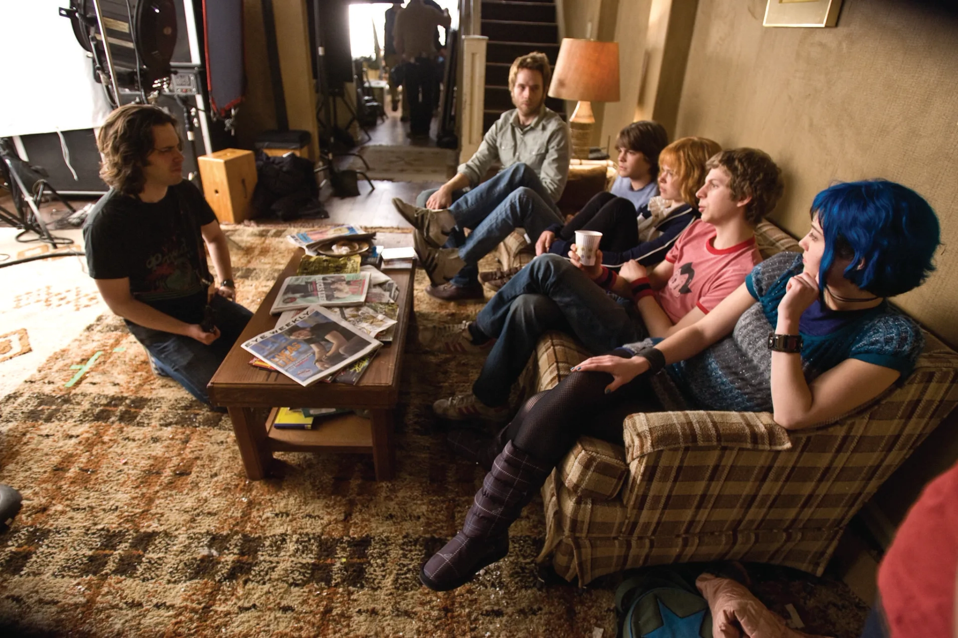 Michael Cera, Alison Pill, Mark Webber, Mary Elizabeth Winstead, Edgar Wright, and Johnny Simmons in Scott Pilgrim vs. the World (2010)