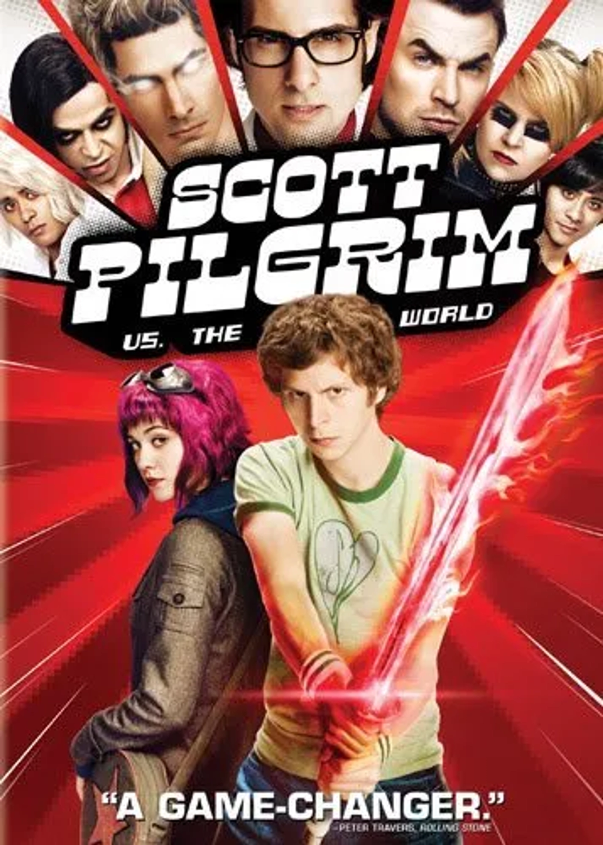 Jason Schwartzman, Michael Cera, Chris Evans, Brandon Routh, Mae Whitman, Mary Elizabeth Winstead, Satya Bhabha, Shôta Saitô, and Keita Saitou in Scott Pilgrim vs. the World (2010)