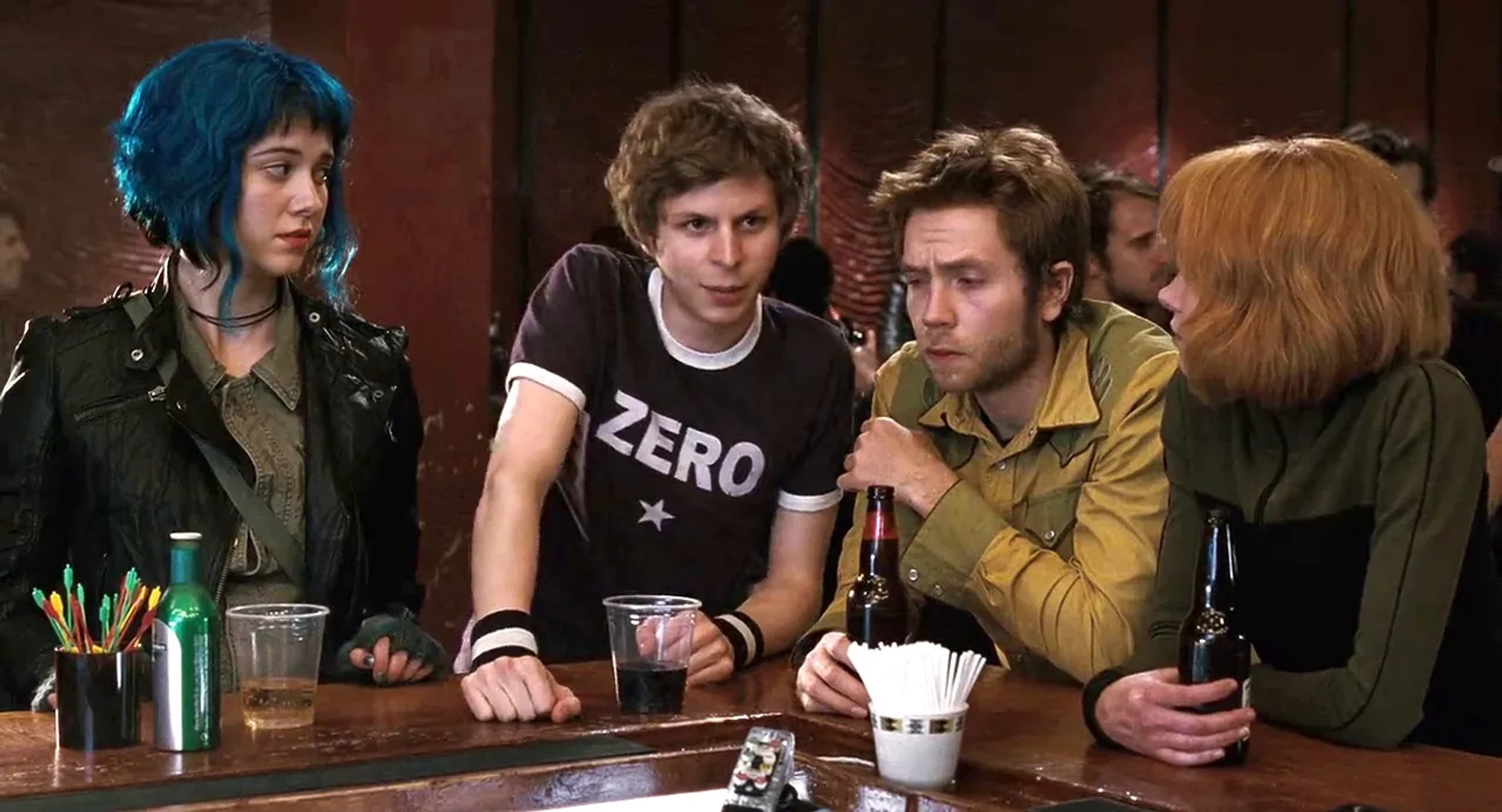 Michael Cera, Alison Pill, Mark Webber, and Mary Elizabeth Winstead in Scott Pilgrim vs. the World (2010)