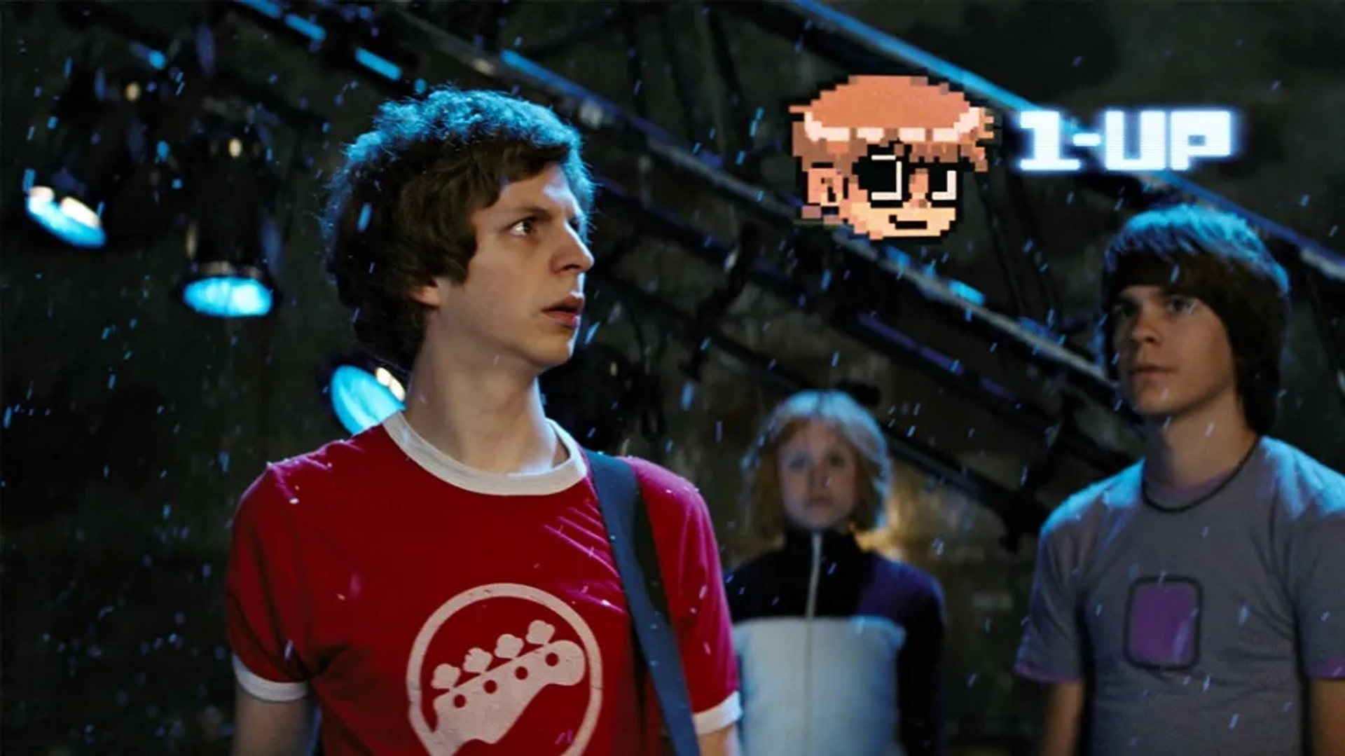 Michael Cera, Alison Pill, and Johnny Simmons in Scott Pilgrim vs. the World (2010)