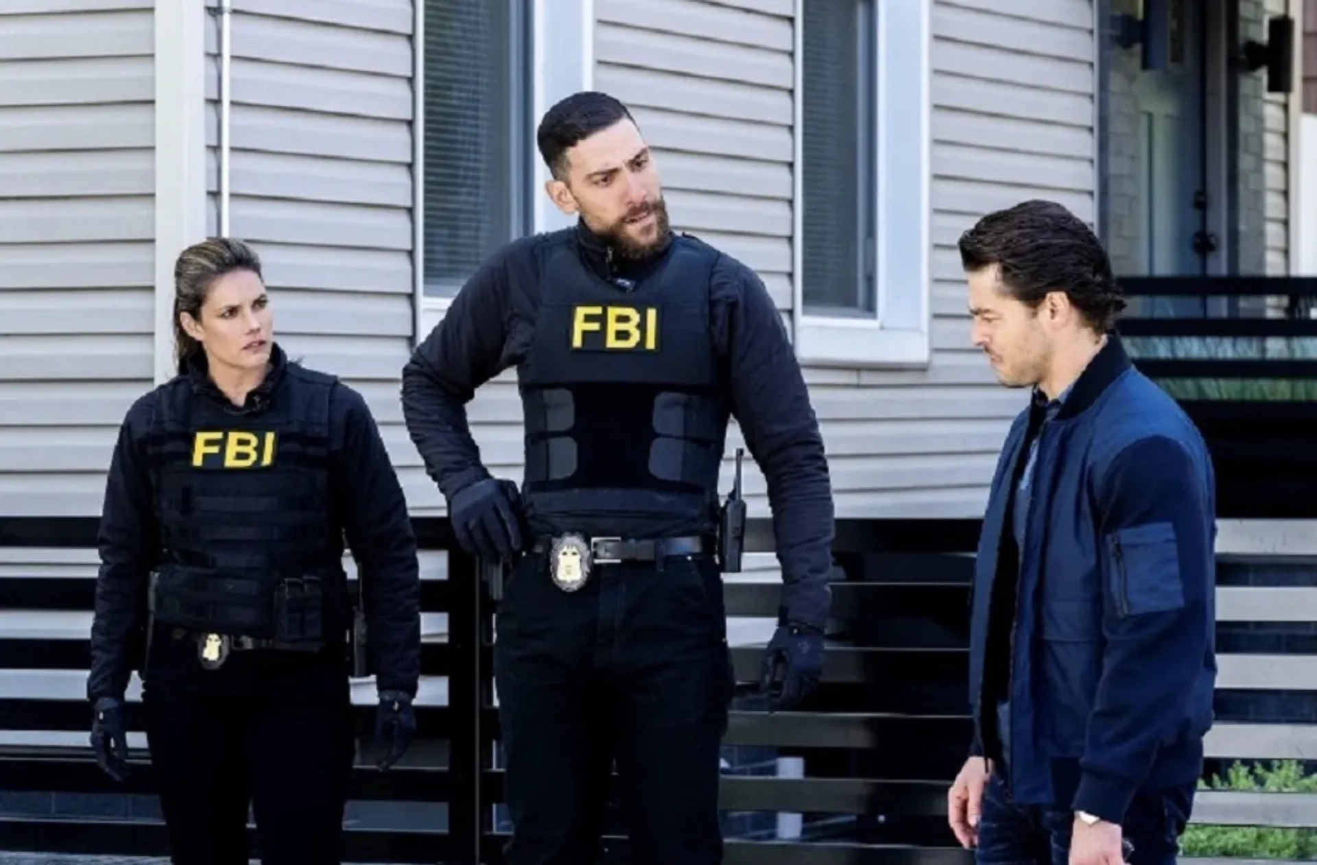 Missy Peregrym, Chris Petrovski, and Zeeko Zaki in FBI: Torn (2023)