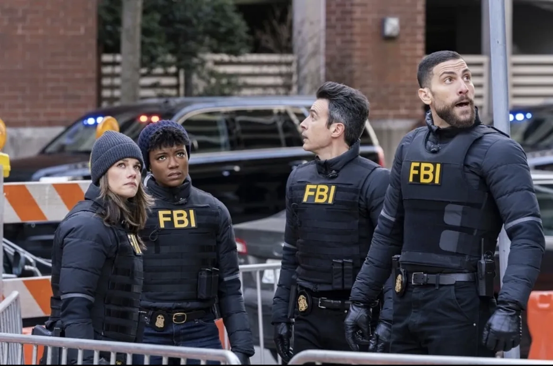 Missy Peregrym, John Boyd, Katherine Renee Kane, and Zeeko Zaki in FBI: Obligation (2023)