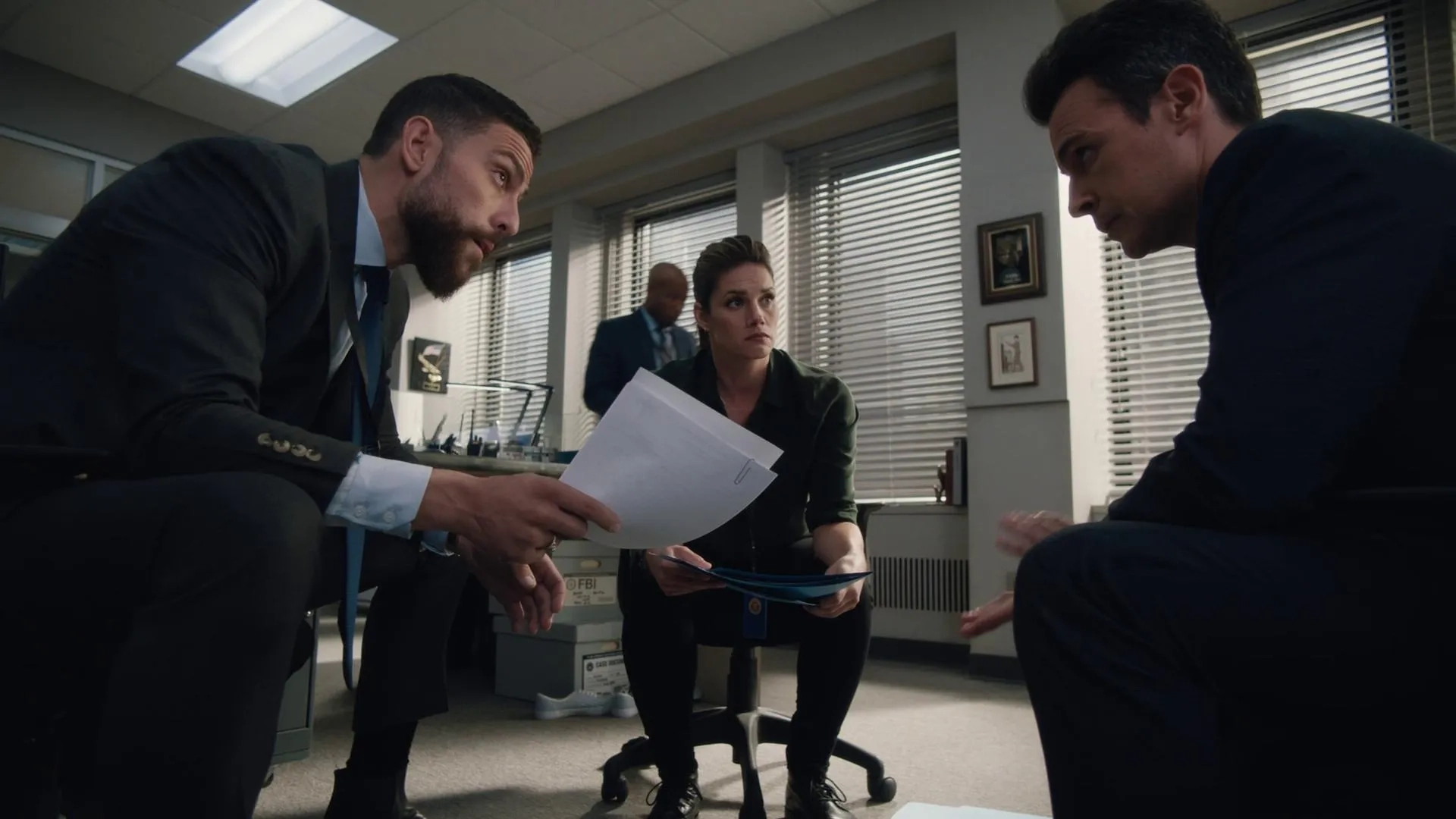 Missy Peregrym, John Boyd, and Zeeko Zaki in FBI: Know Thyself (2021)