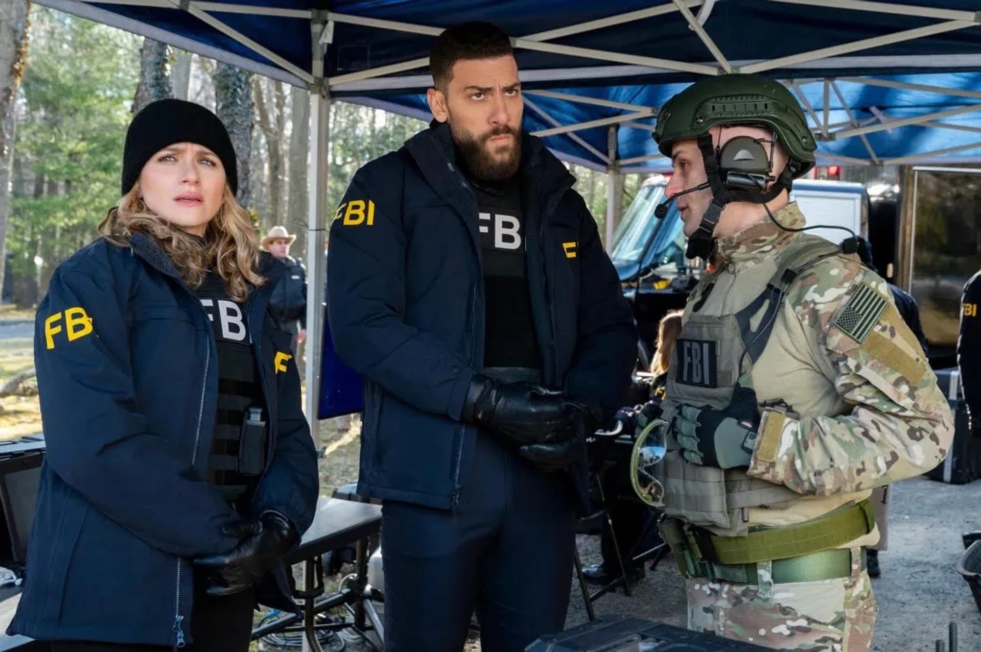 Shantel VanSanten, Jesse O'Neill, and Zeeko Zaki in FBI (2018)