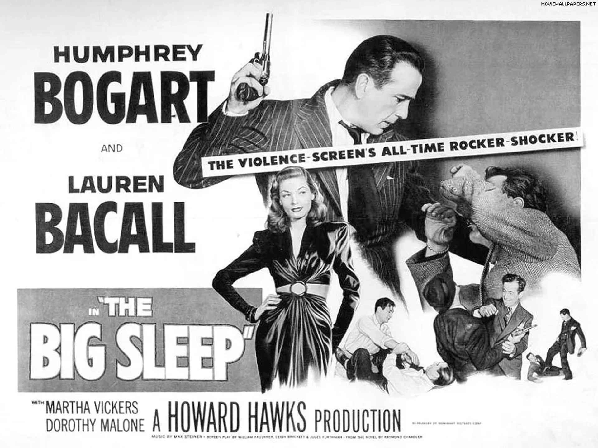 Lauren Bacall, Humphrey Bogart, and John Ridgely in The Big Sleep (1946)