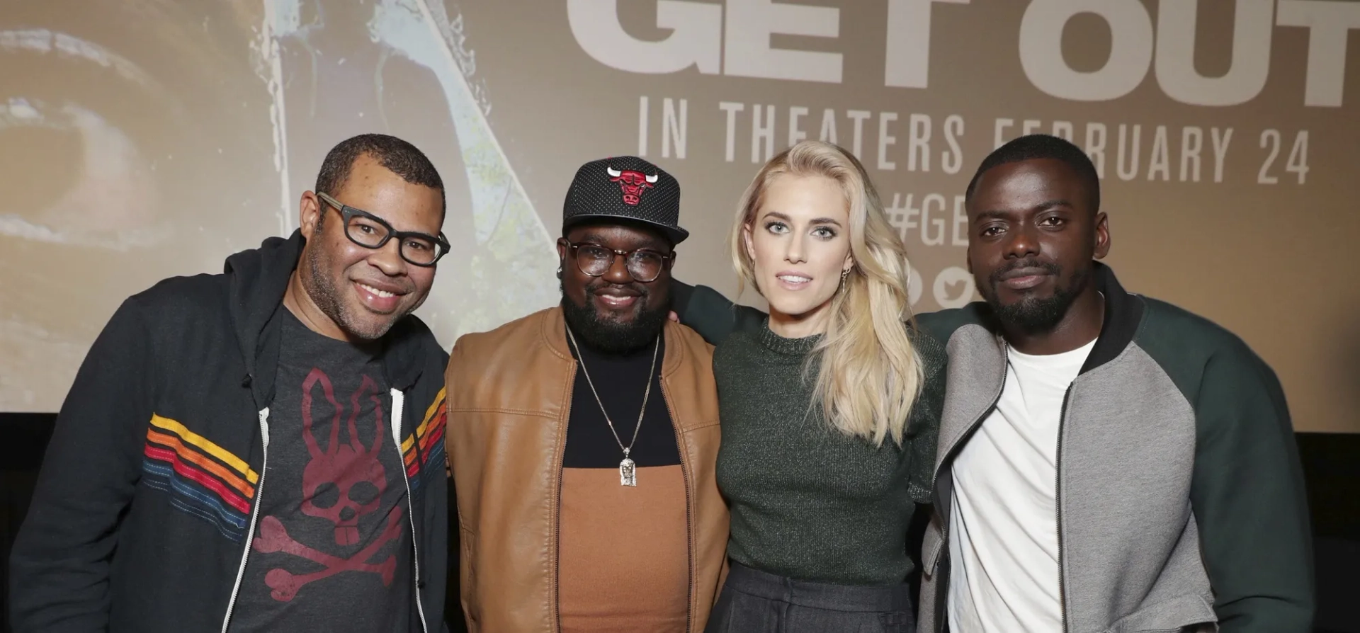 Jordan Peele, Daniel Kaluuya, Lil Rel Howery, and Allison Williams at an event for Get Out (2017)