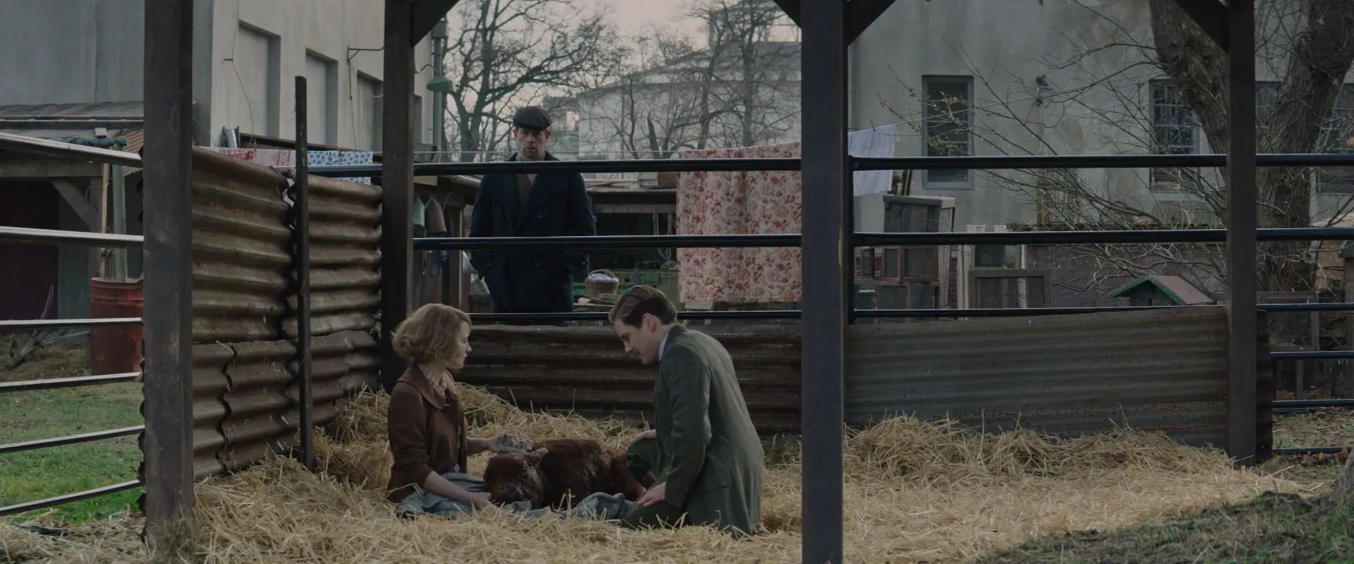 Daniel Brühl, Johan Heldenbergh, and Jessica Chastain in The Zookeeper's Wife (2017)