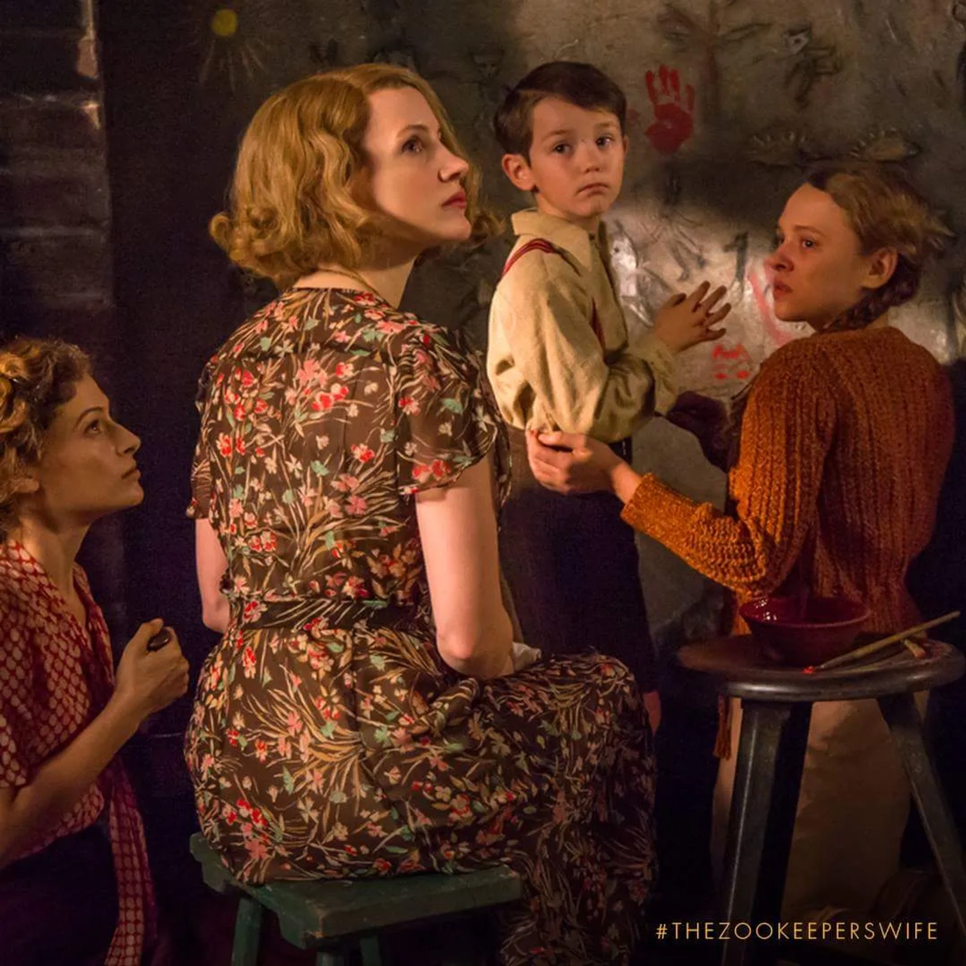 Timothy Radford with Jessica Chastain, Shira Haas and Efrat Dor in The Zookeepers Wife