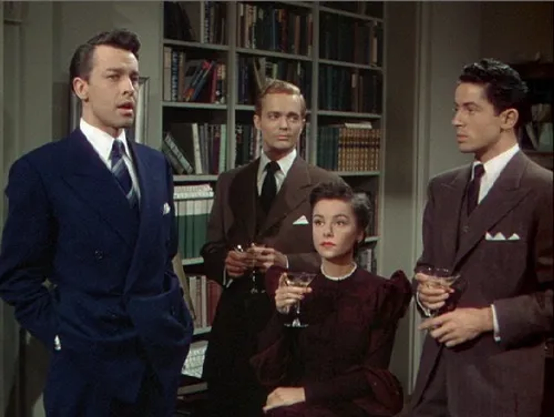 Joan Chandler, John Dall, Douglas Dick, and Farley Granger in Rope (1948)