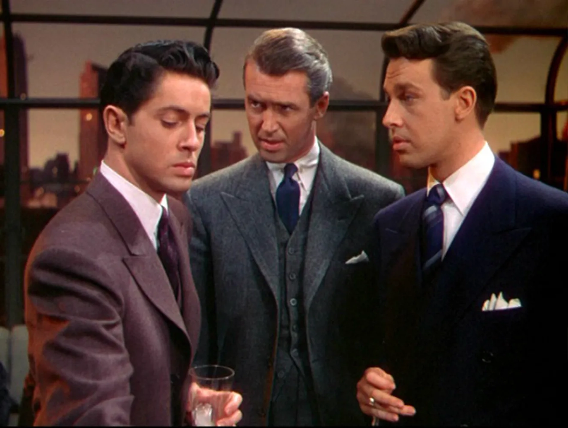 James Stewart, John Dall, and Farley Granger in Rope (1948)