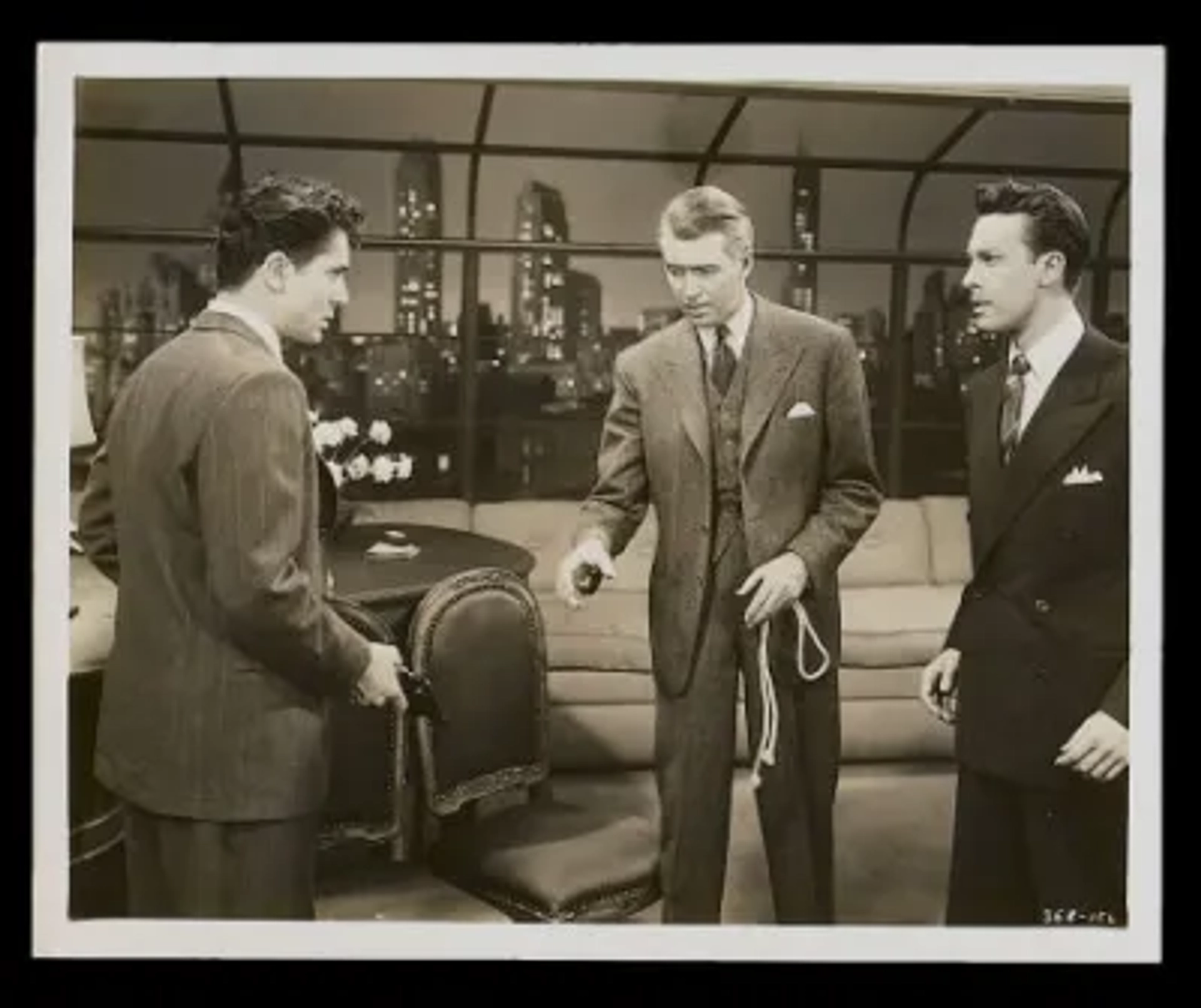 James Stewart, John Dall, and Farley Granger in Rope (1948)