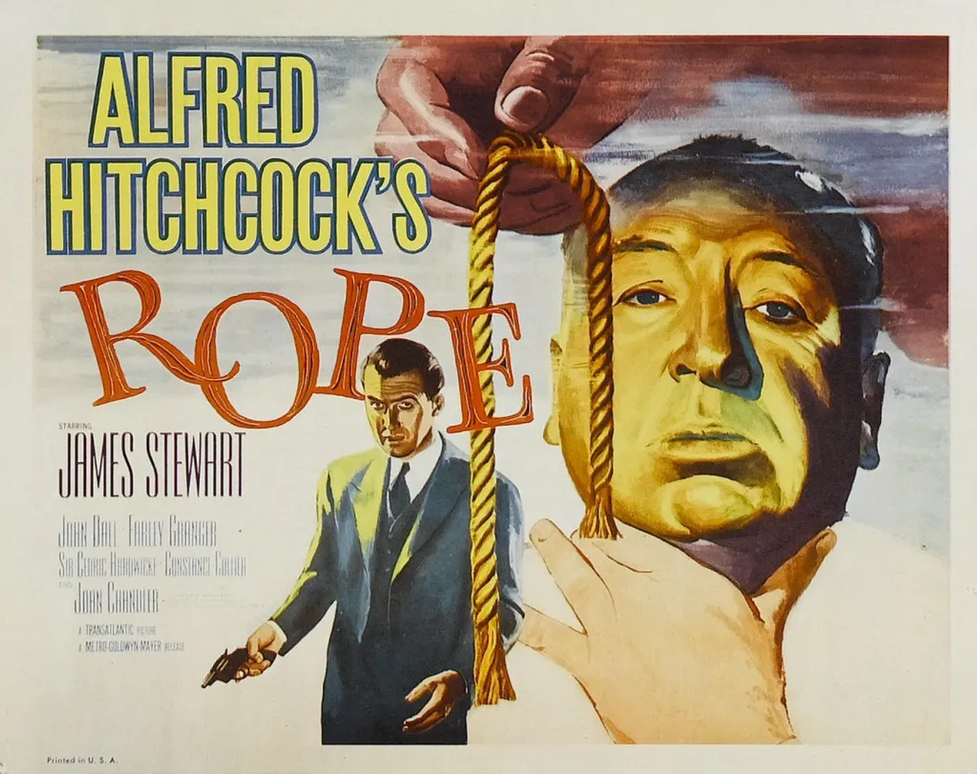 Alfred Hitchcock and James Stewart in Rope (1948)