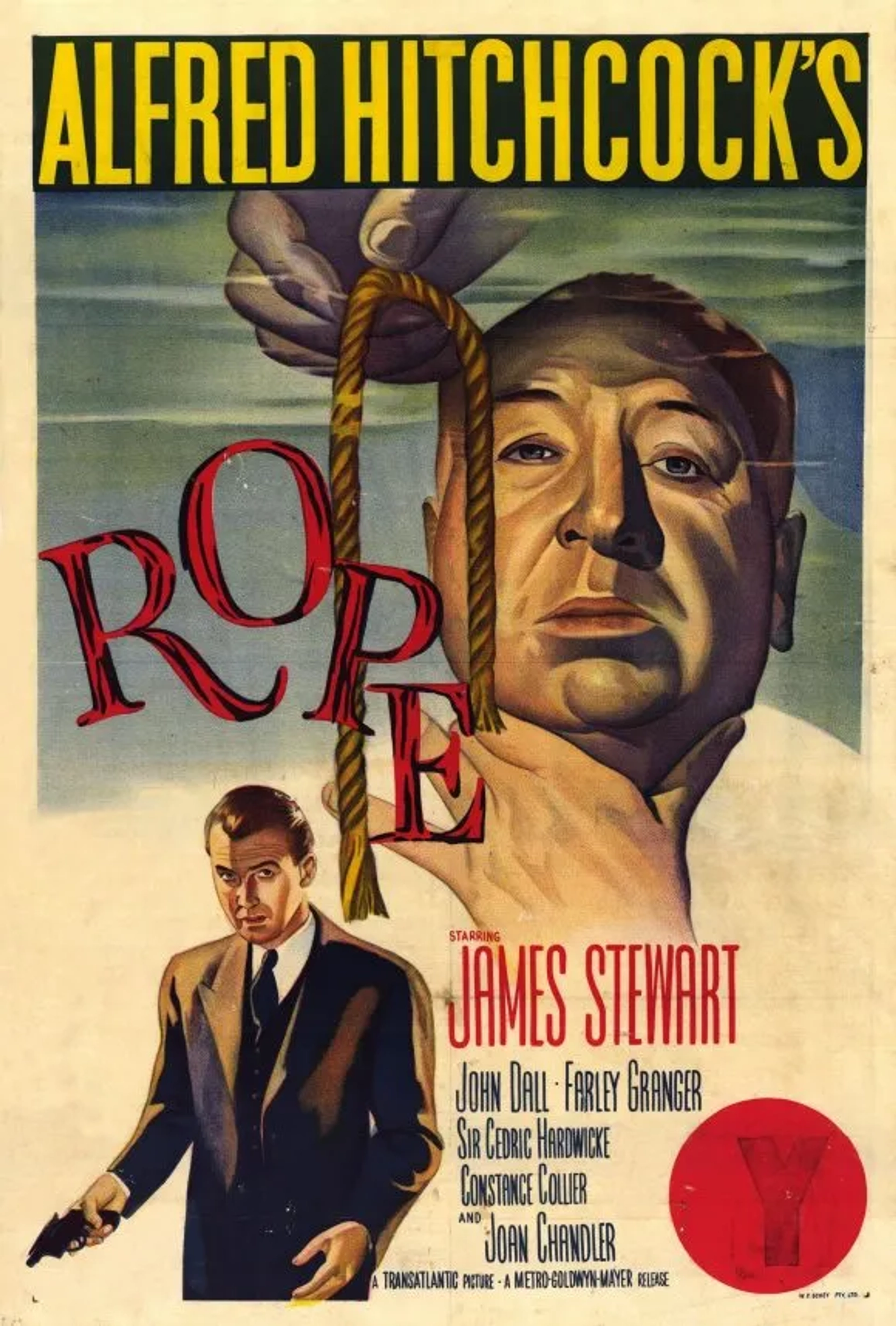 Alfred Hitchcock and James Stewart in Rope (1948)