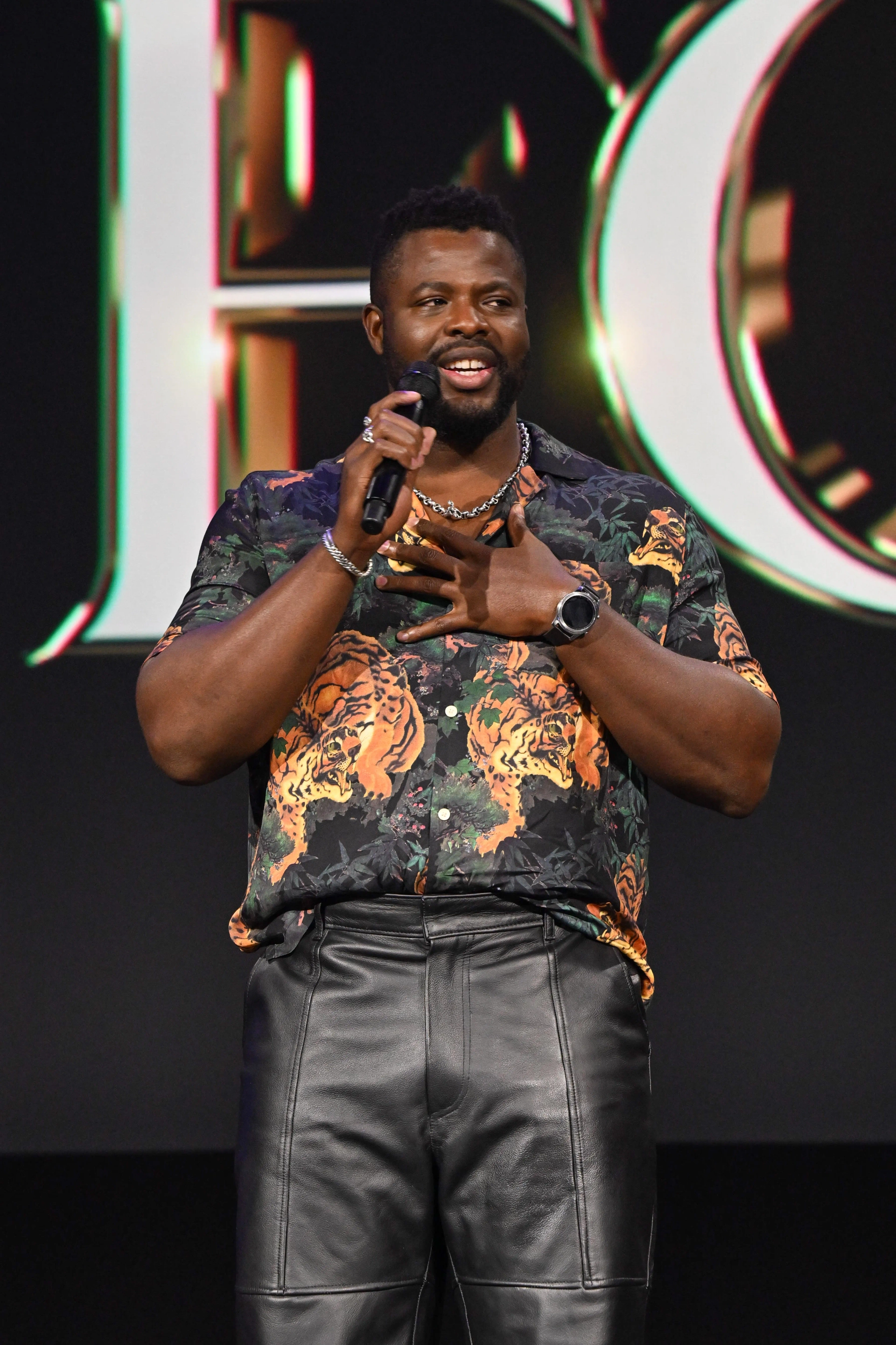 Winston Duke at an event for Black Panther: Wakanda Forever (2022)