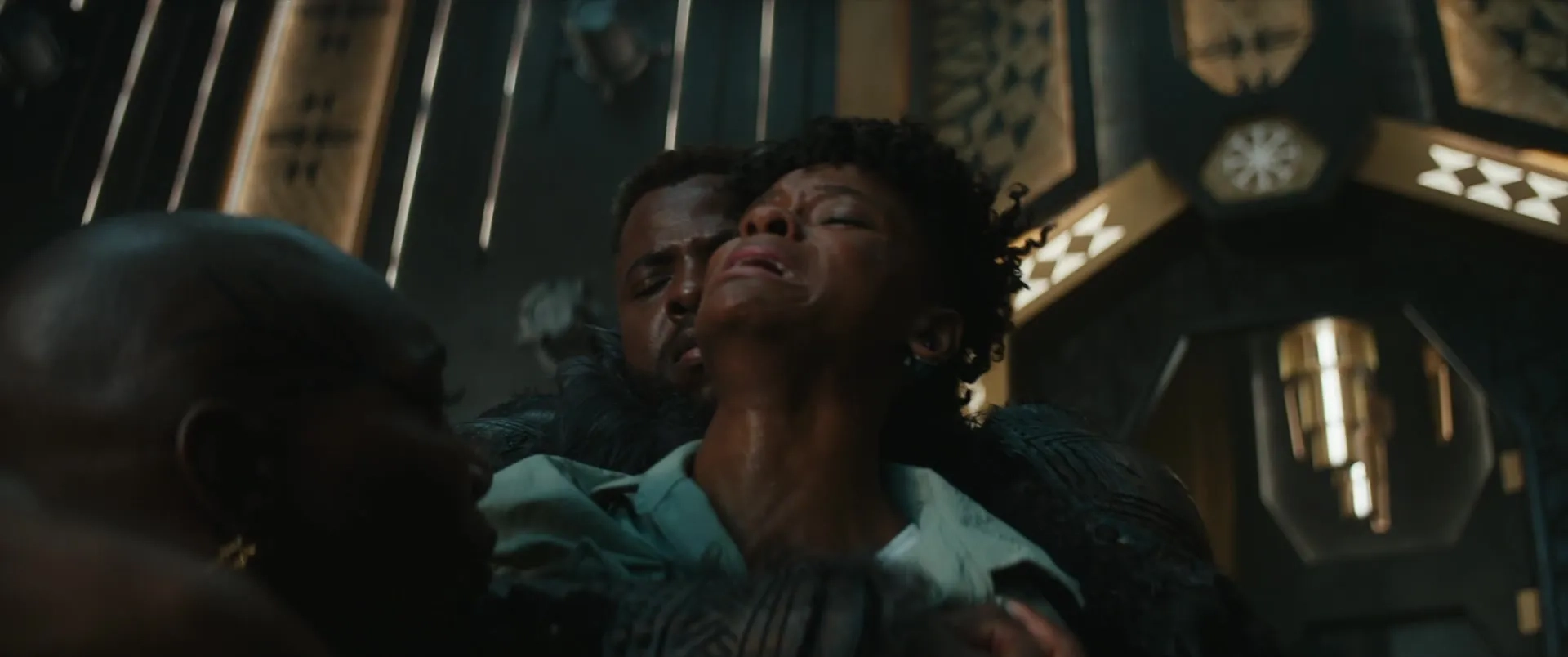 Danai Gurira, Letitia Wright, and Winston Duke in Black Panther: Wakanda Forever (2022)