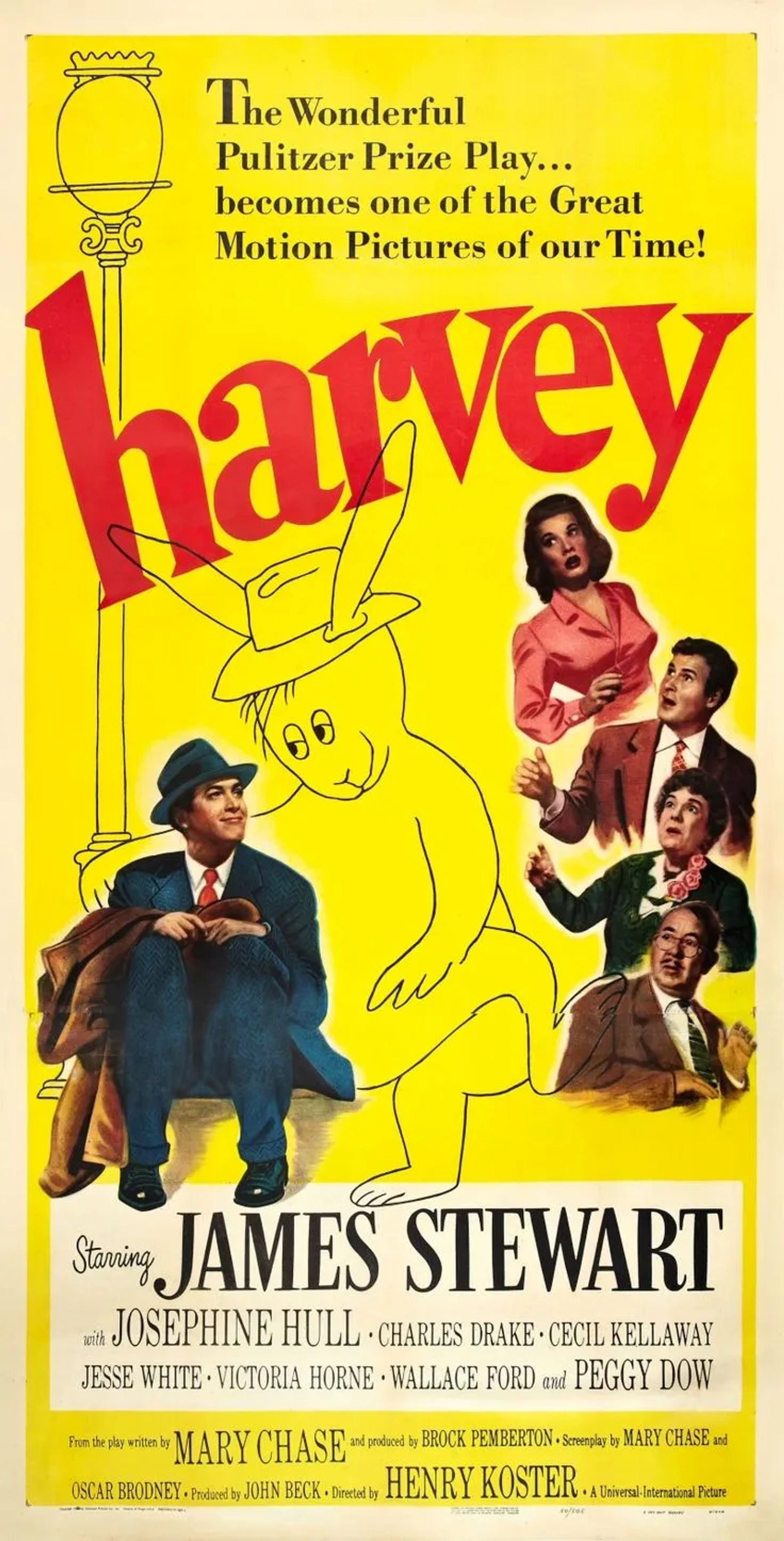 James Stewart, Peggy Dow, Charles Drake, Josephine Hull, Cecil Kellaway, and Harvey in Harvey (1950)