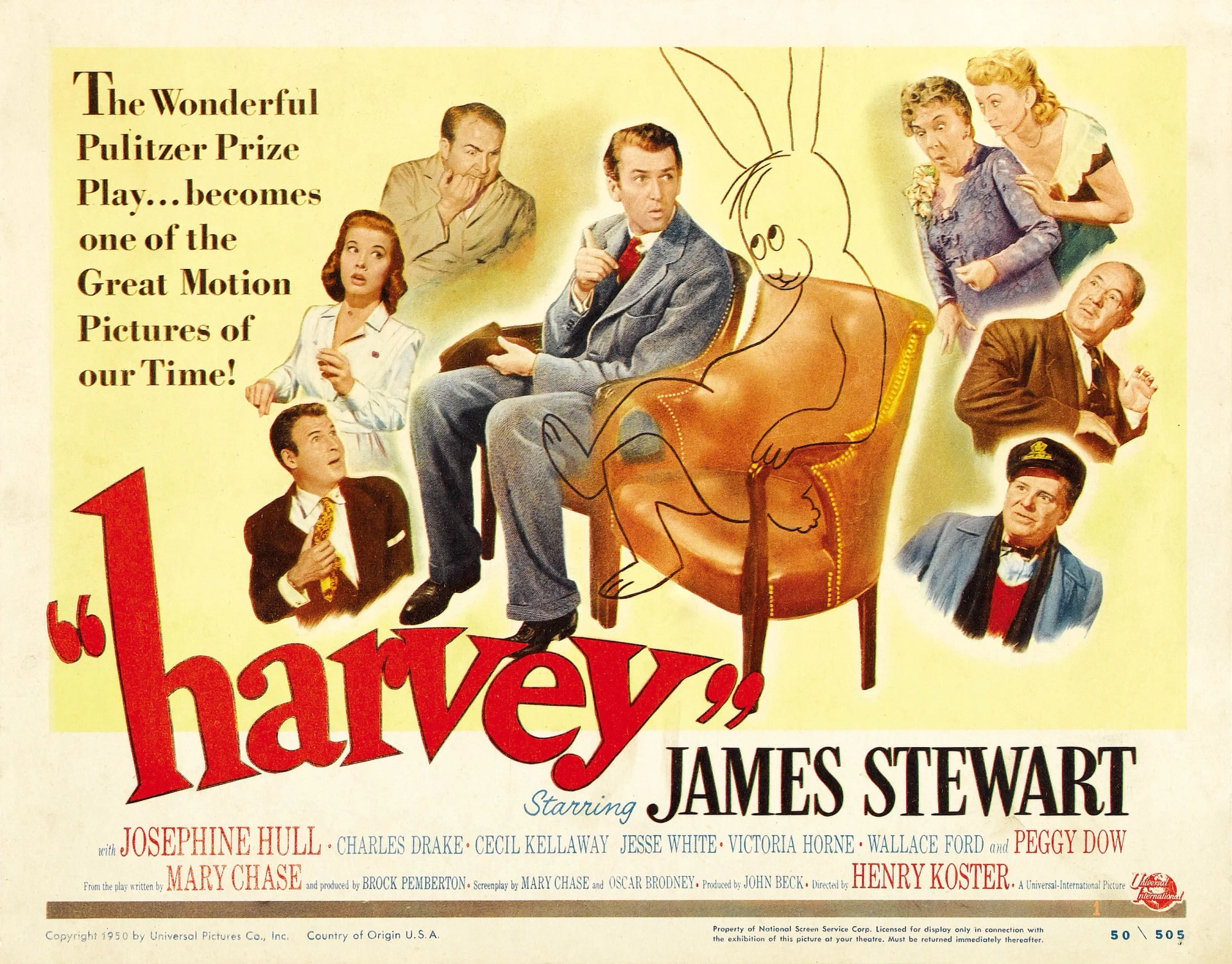 James Stewart, Peggy Dow, Charles Drake, Wallace Ford, Victoria Horne, Josephine Hull, Cecil Kellaway, and Jesse White in Harvey (1950)