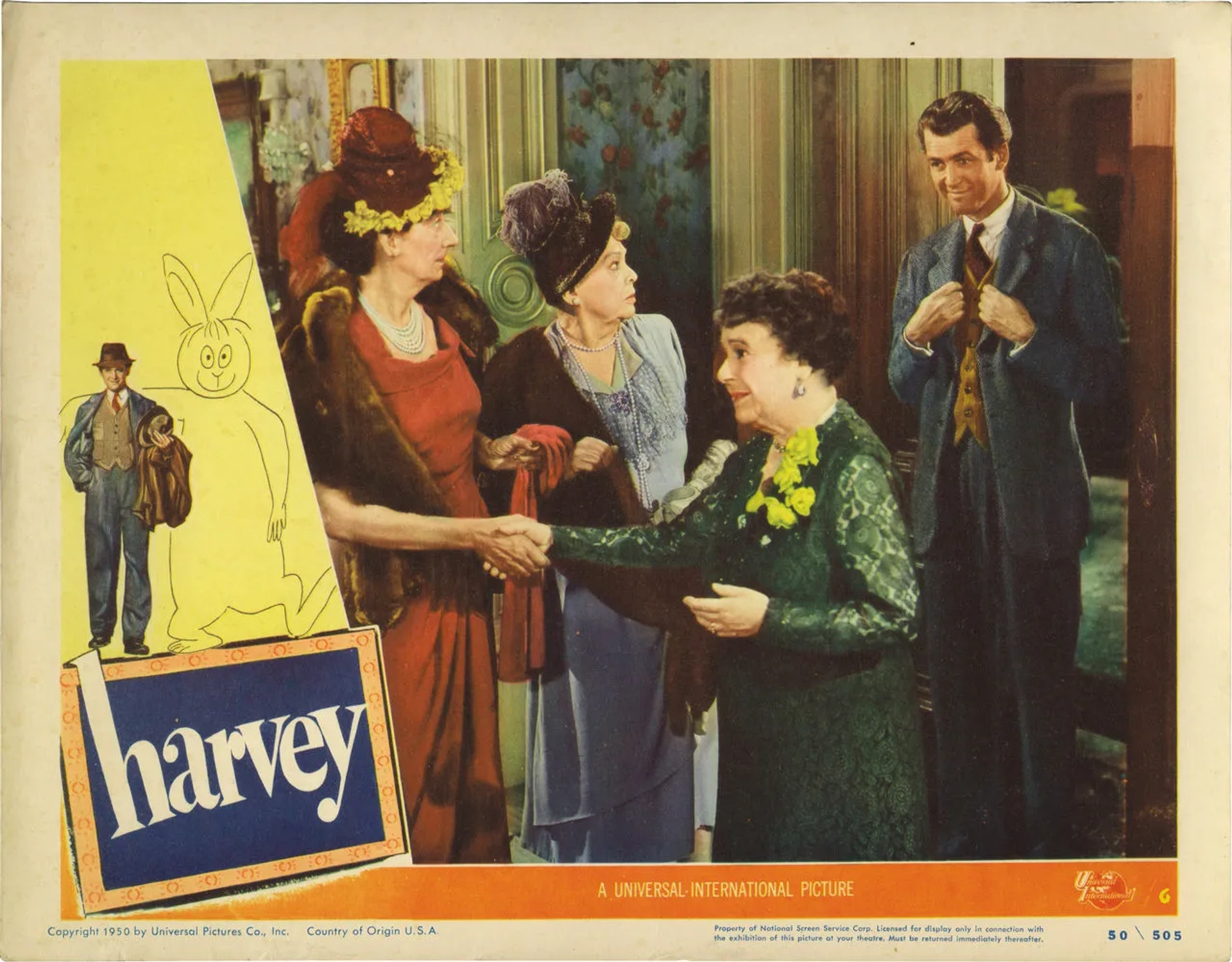 James Stewart, Polly Bailey, Josephine Hull, and Almira Sessions in Harvey (1950)