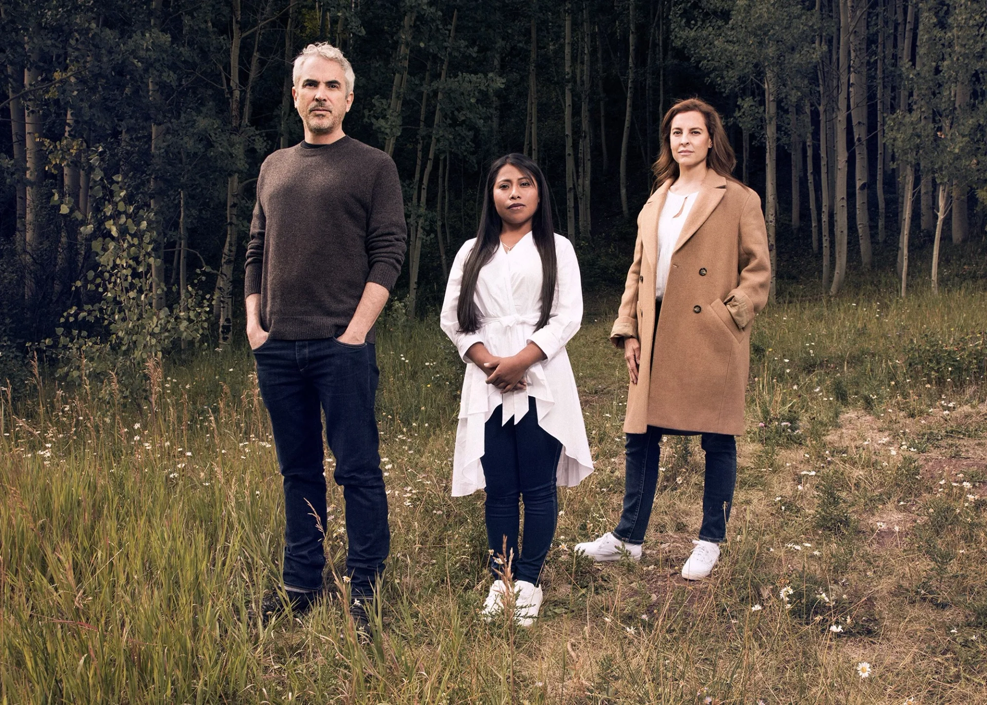 Alfonso Cuarón, Marina de Tavira, and Yalitza Aparicio at an event for Roma (2018)