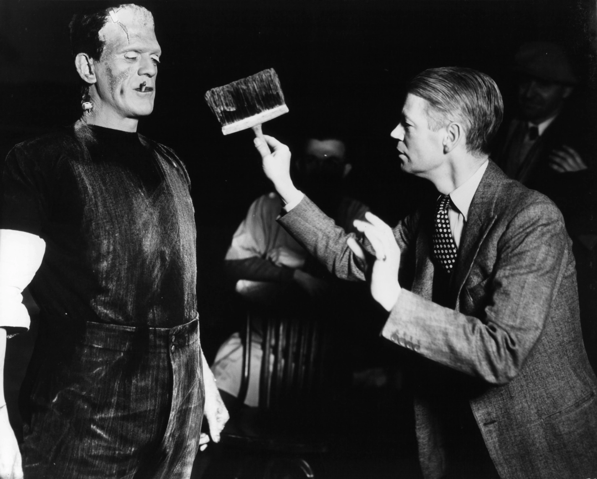 Boris Karloff and James Whale in Frankenstein (1931)