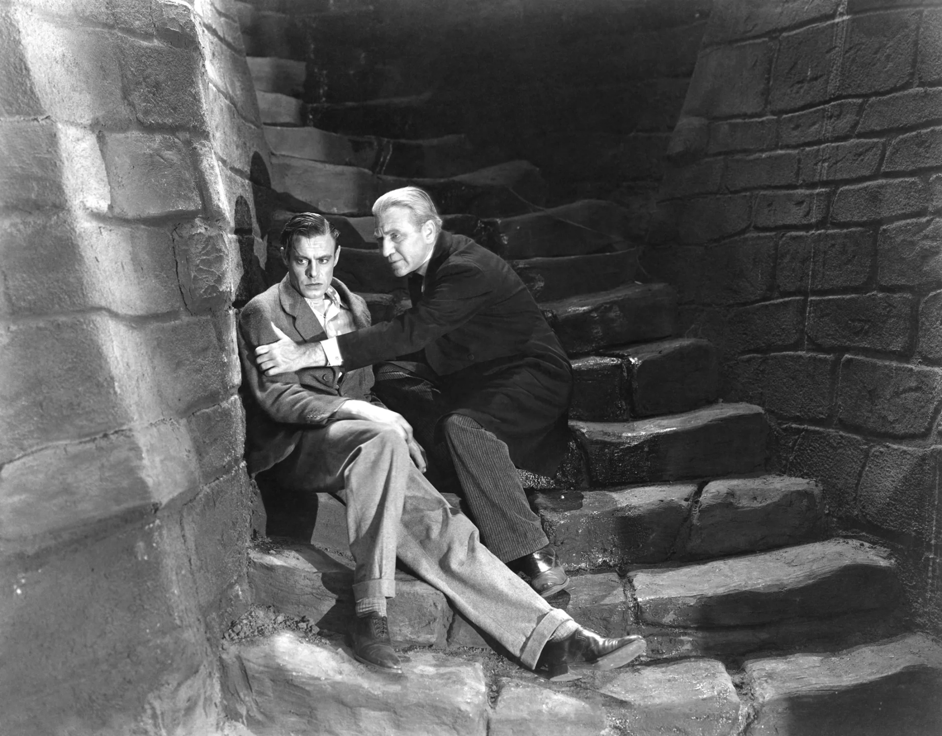 Colin Clive and Edward Van Sloan in Frankenstein (1931)