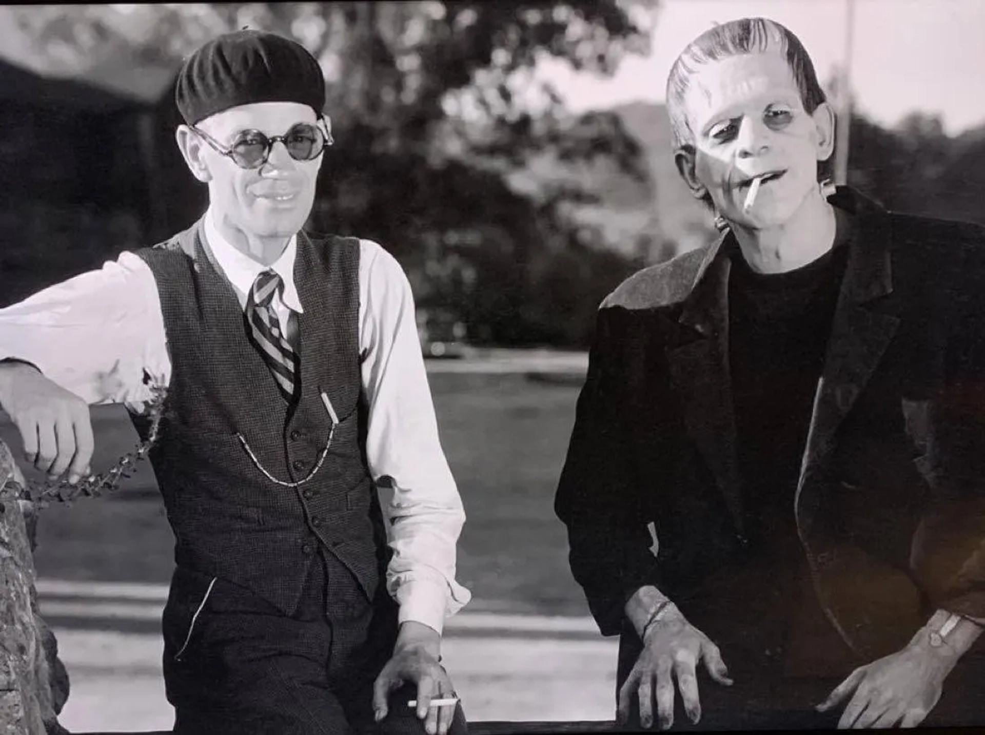 Boris Karloff and James Whale in Frankenstein (1931)