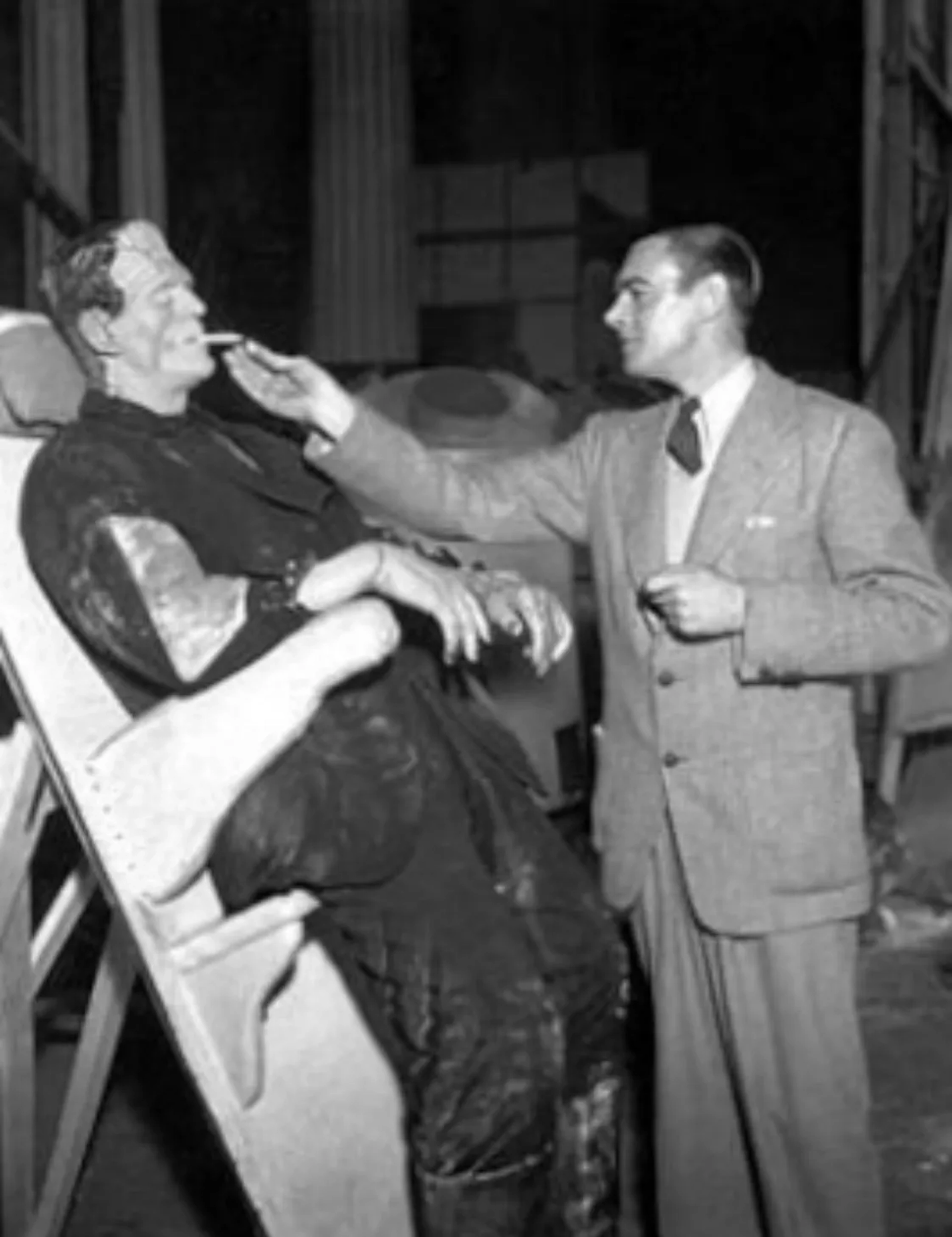 Boris Karloff and Colin Clive in Frankenstein (1931)