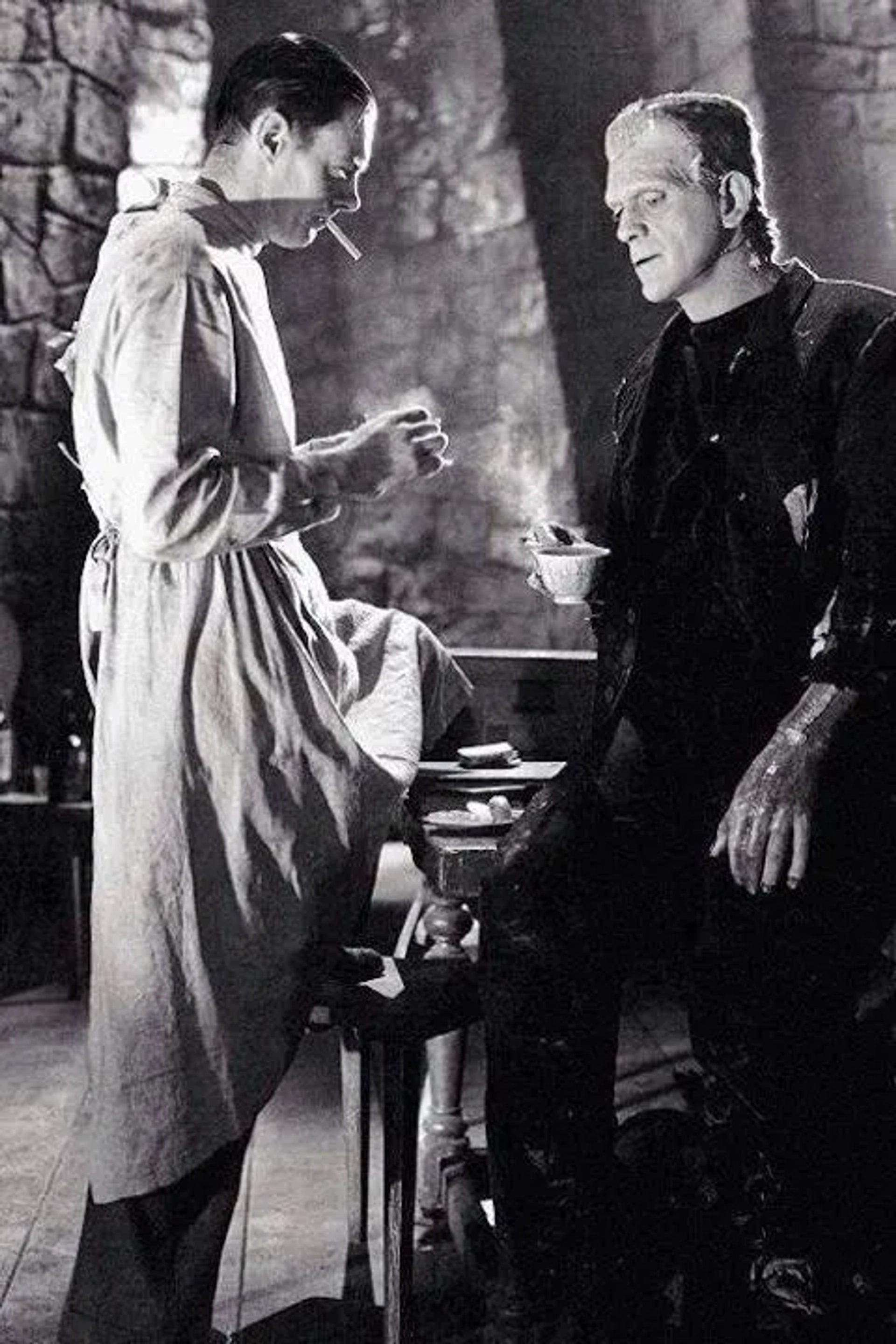 Boris Karloff and Colin Clive in Frankenstein (1931)