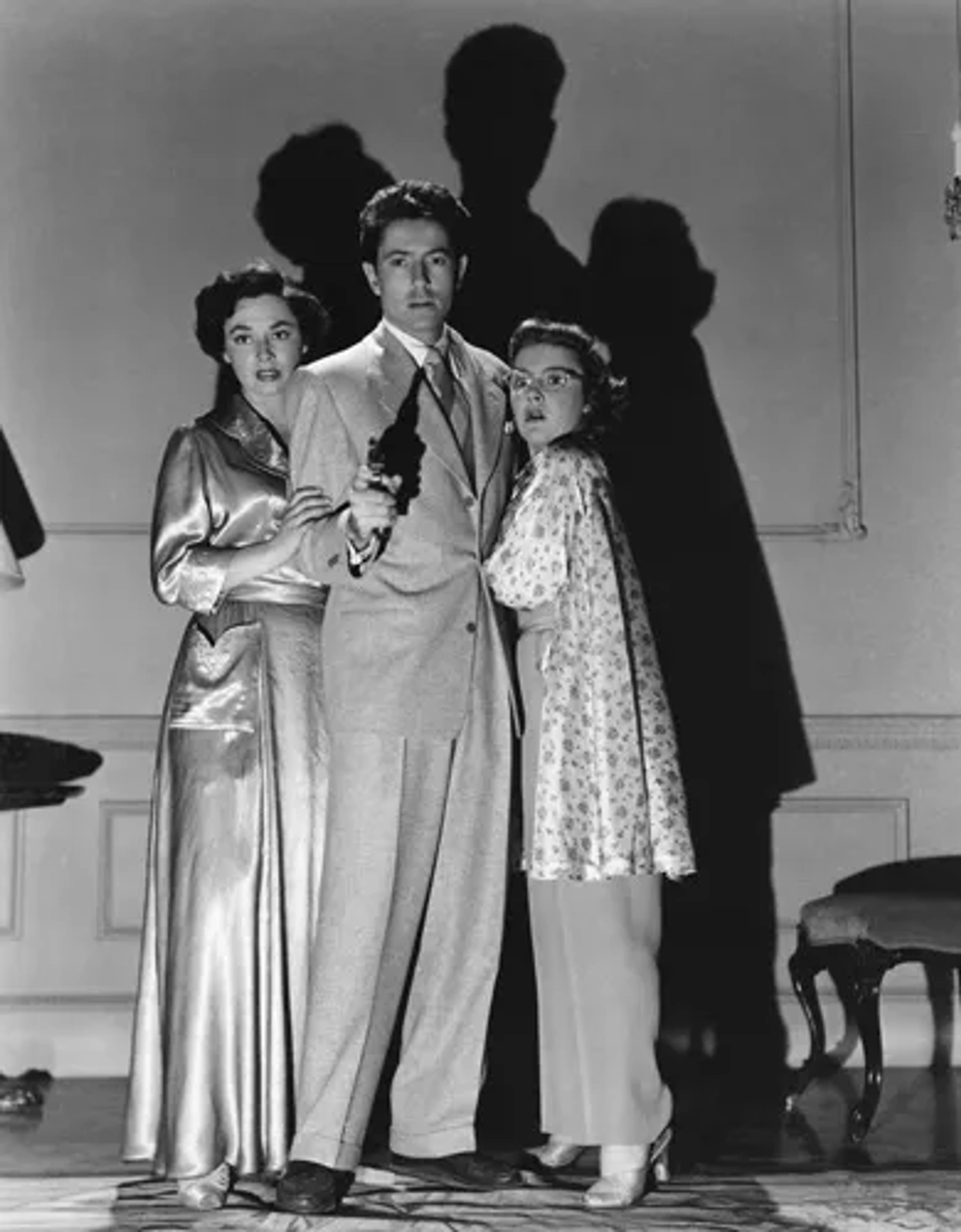 Farley Granger, Patricia Hitchcock, and Ruth Roman in Strangers on a Train (1951)