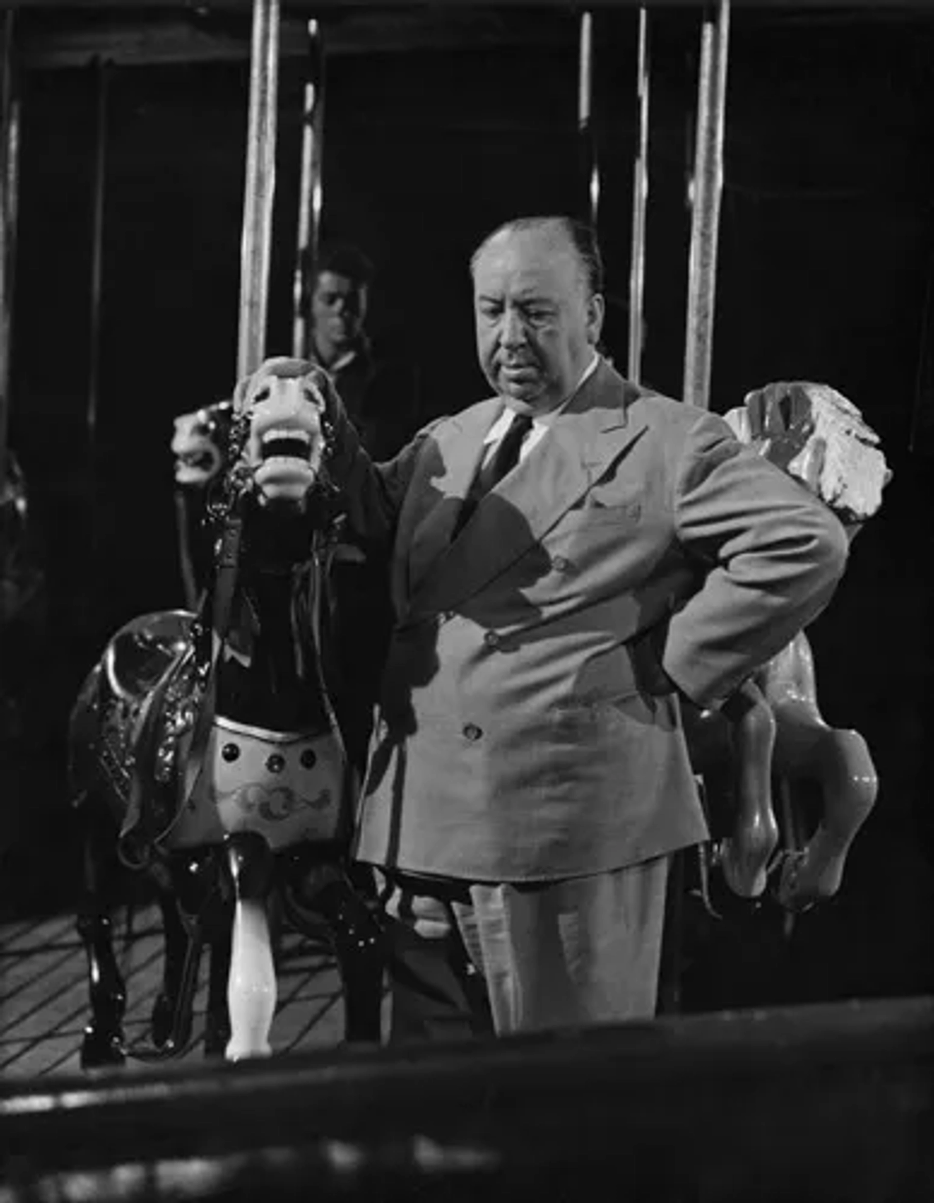 Alfred Hitchcock and Farley Granger in Strangers on a Train (1951)