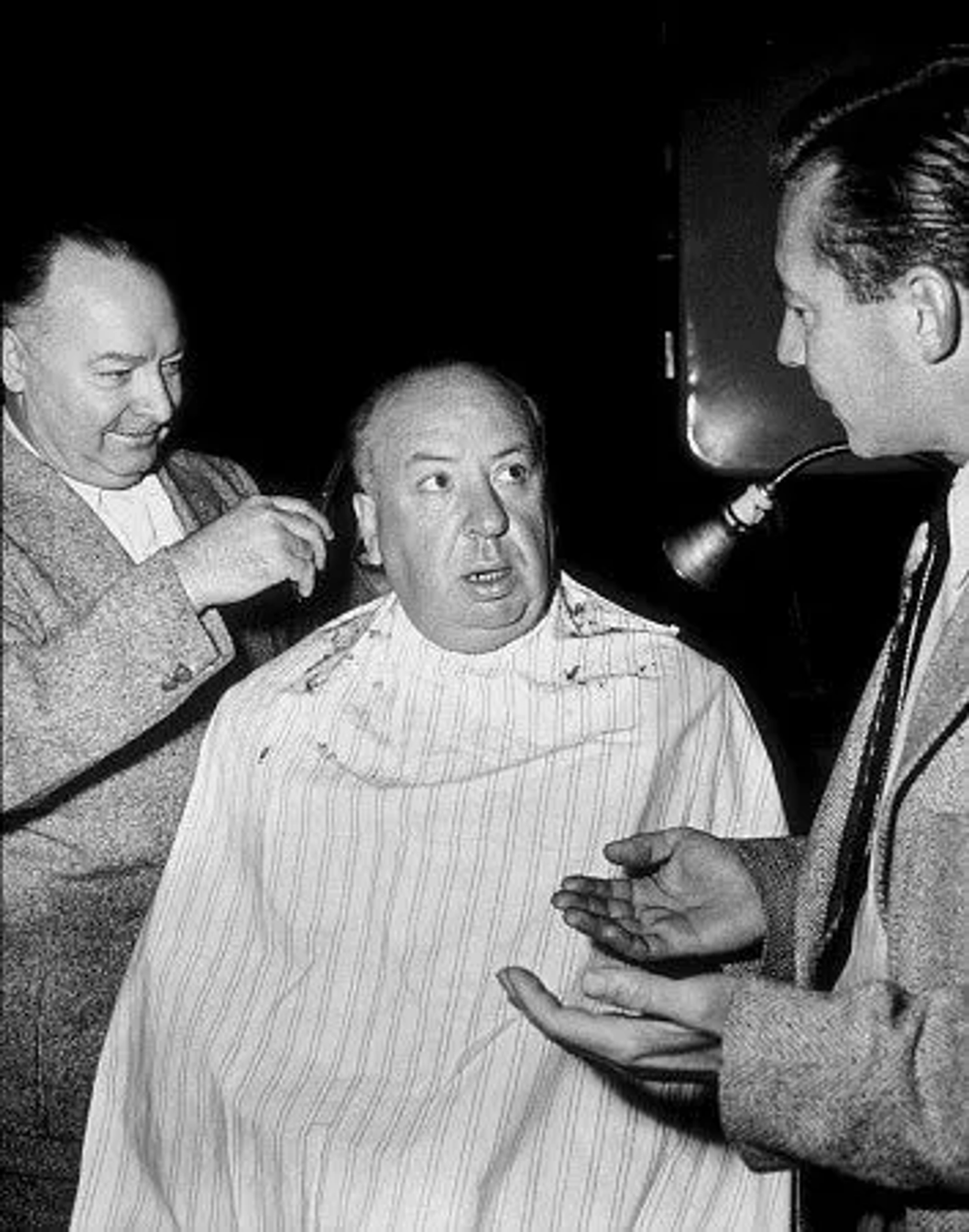 Alfred Hitchcock on teh set of "Strangers On A Train." 1950 Warner Bros